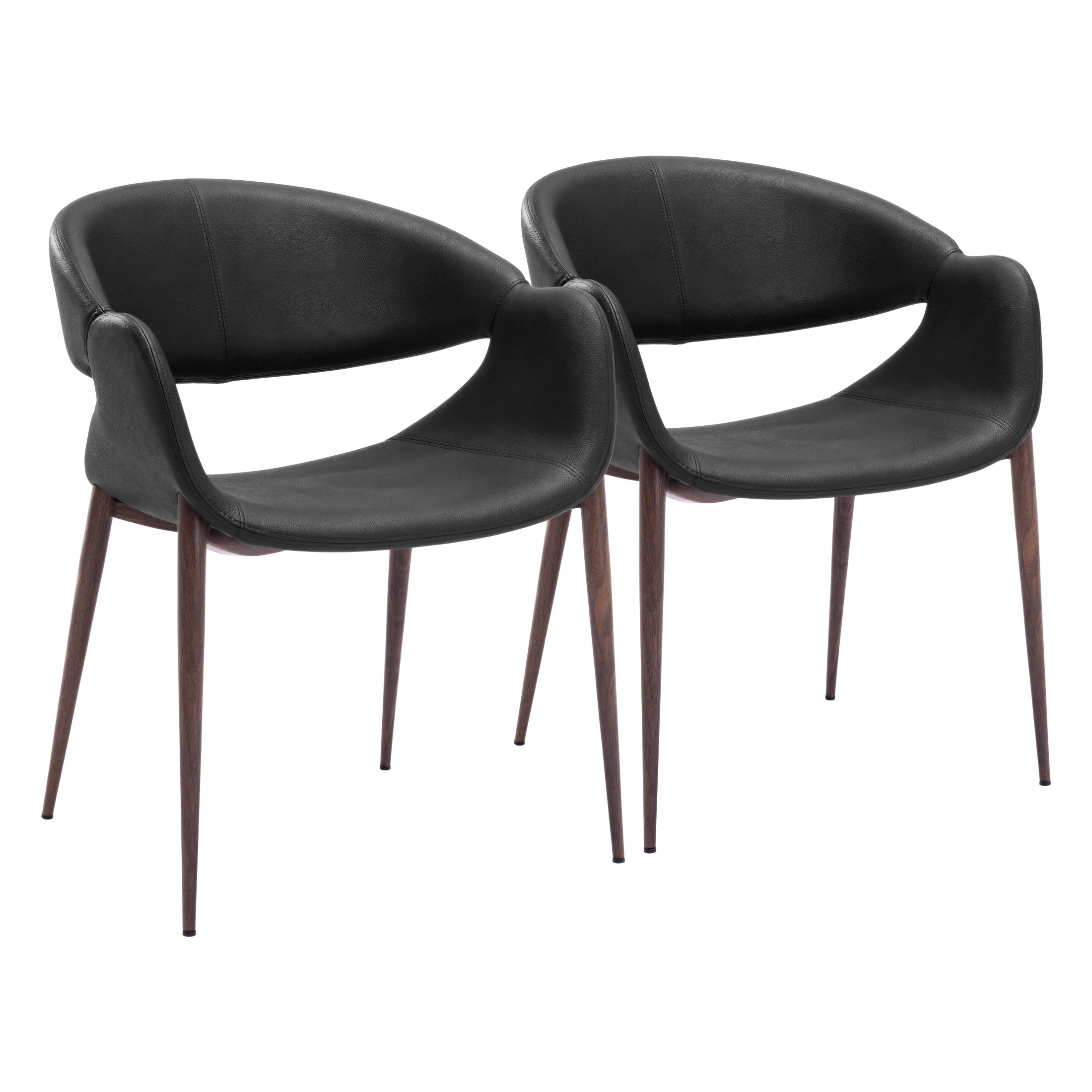 Limay Dining Chair (Set of 2) Black & Walnut