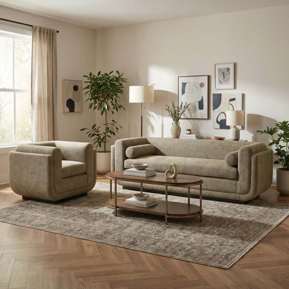 Sereneu Sofa Green Tweed