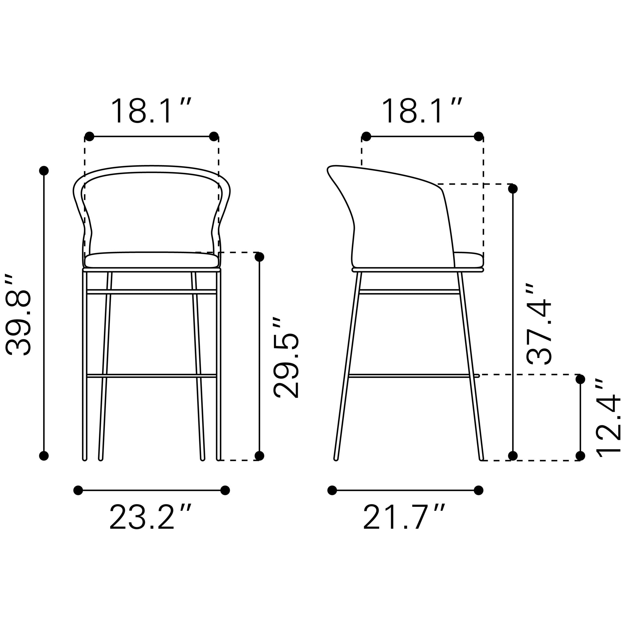 Freycinet Barstool (Set of 2) Black