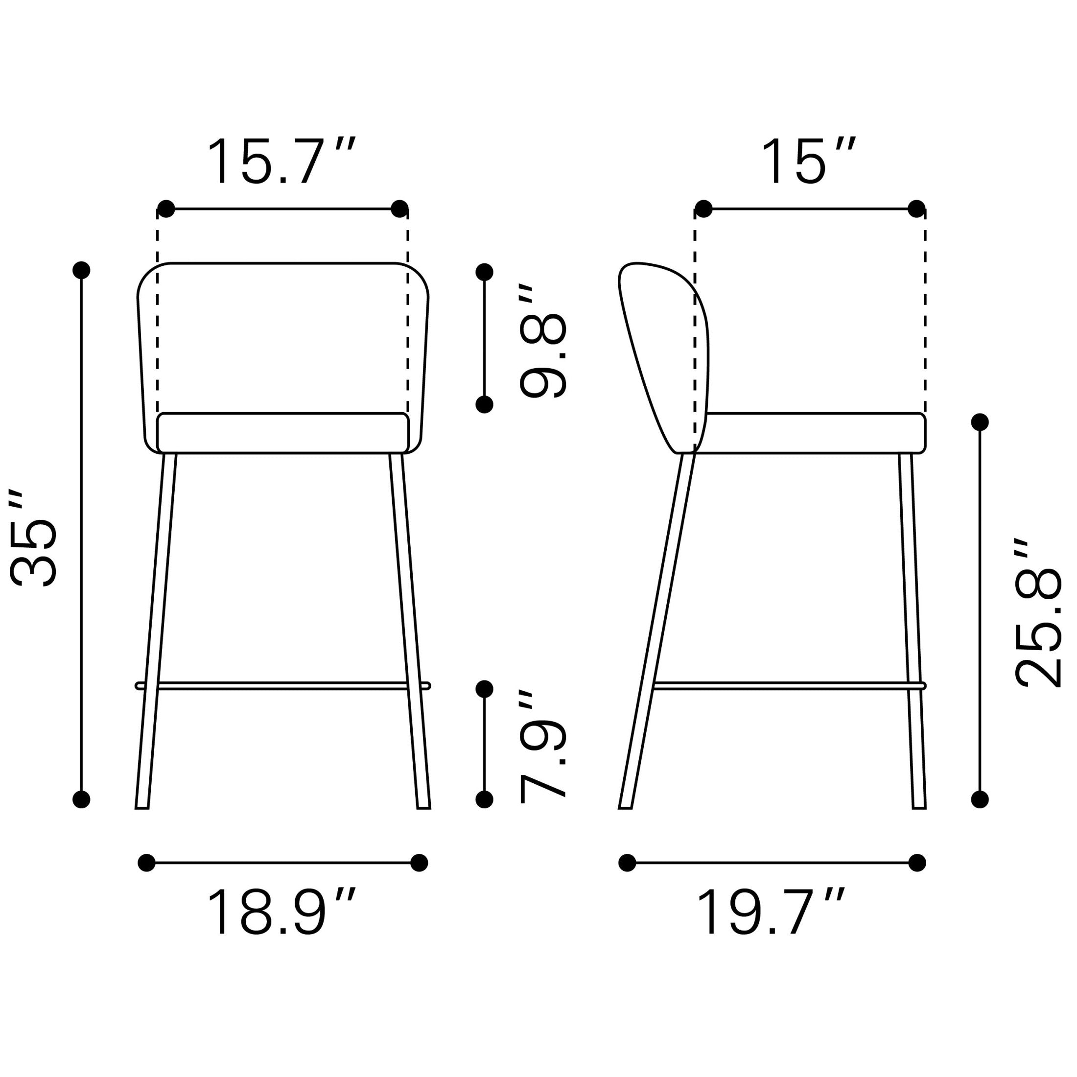 Linz Counter Stool (Set of 2) Gray