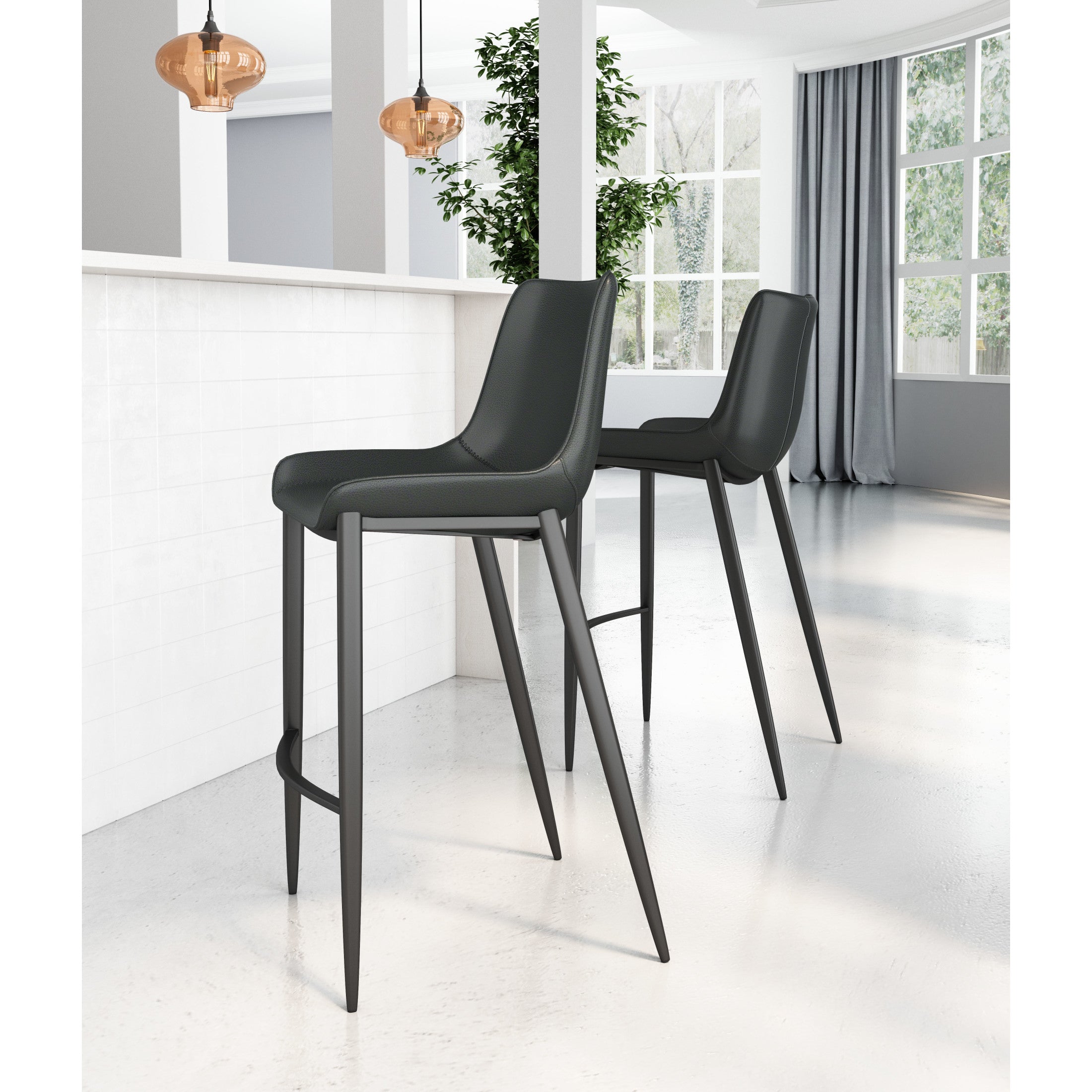 Magnus Barstool (Set of 2) Black