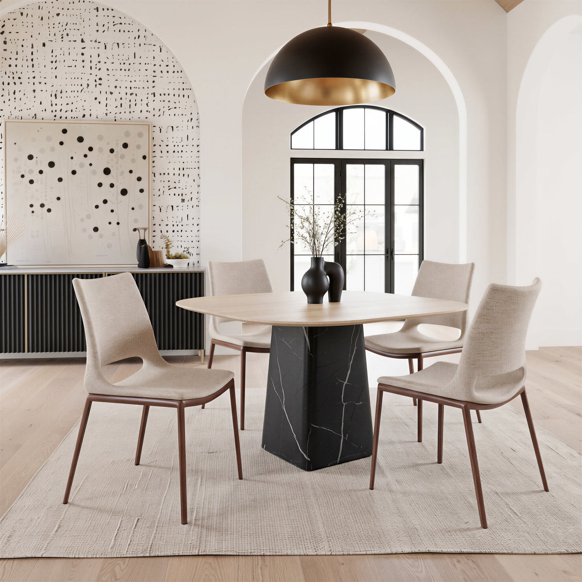 Ace Dining Chair (Set of 2) Beige & Walnut