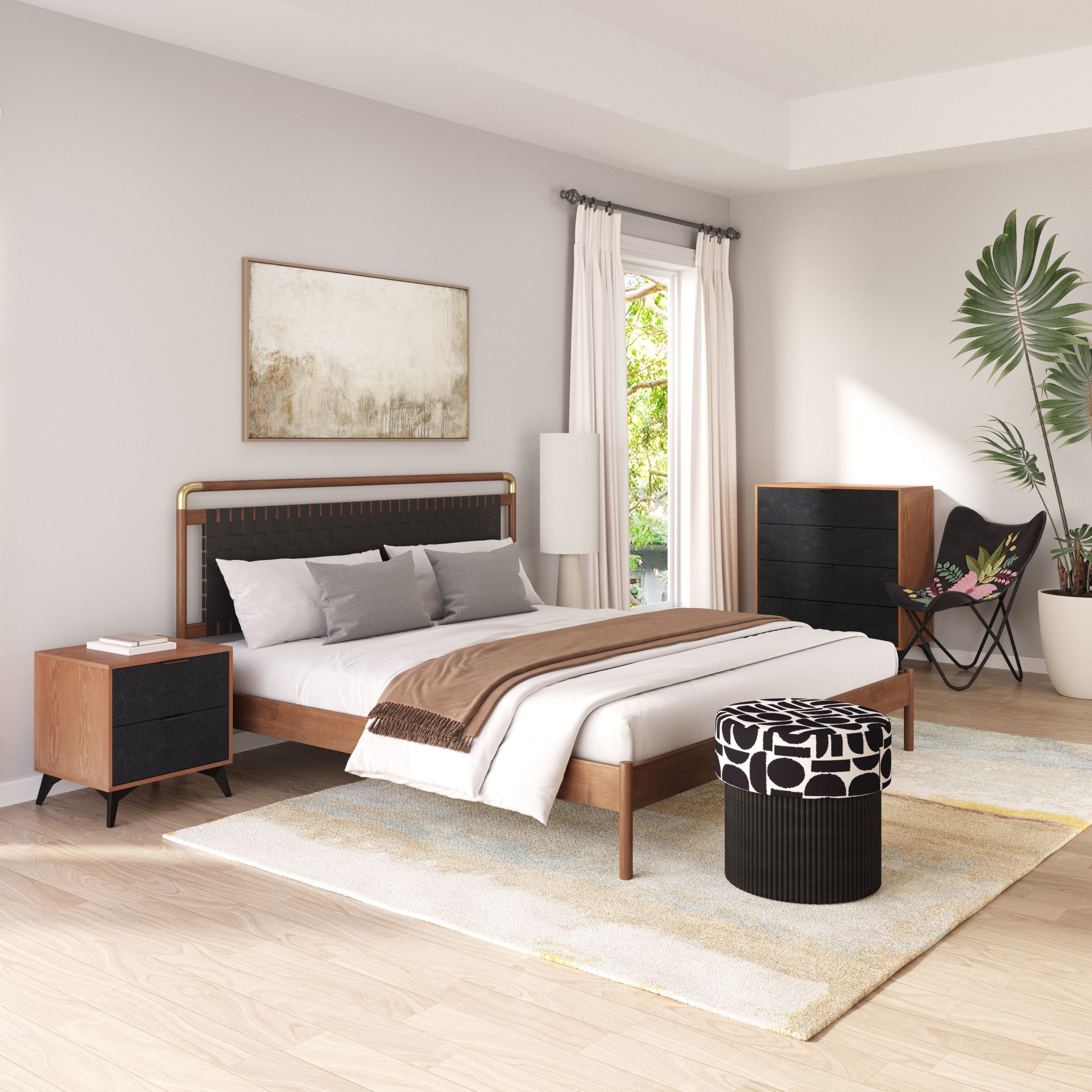 Zarif Nightstand Black & Walnut