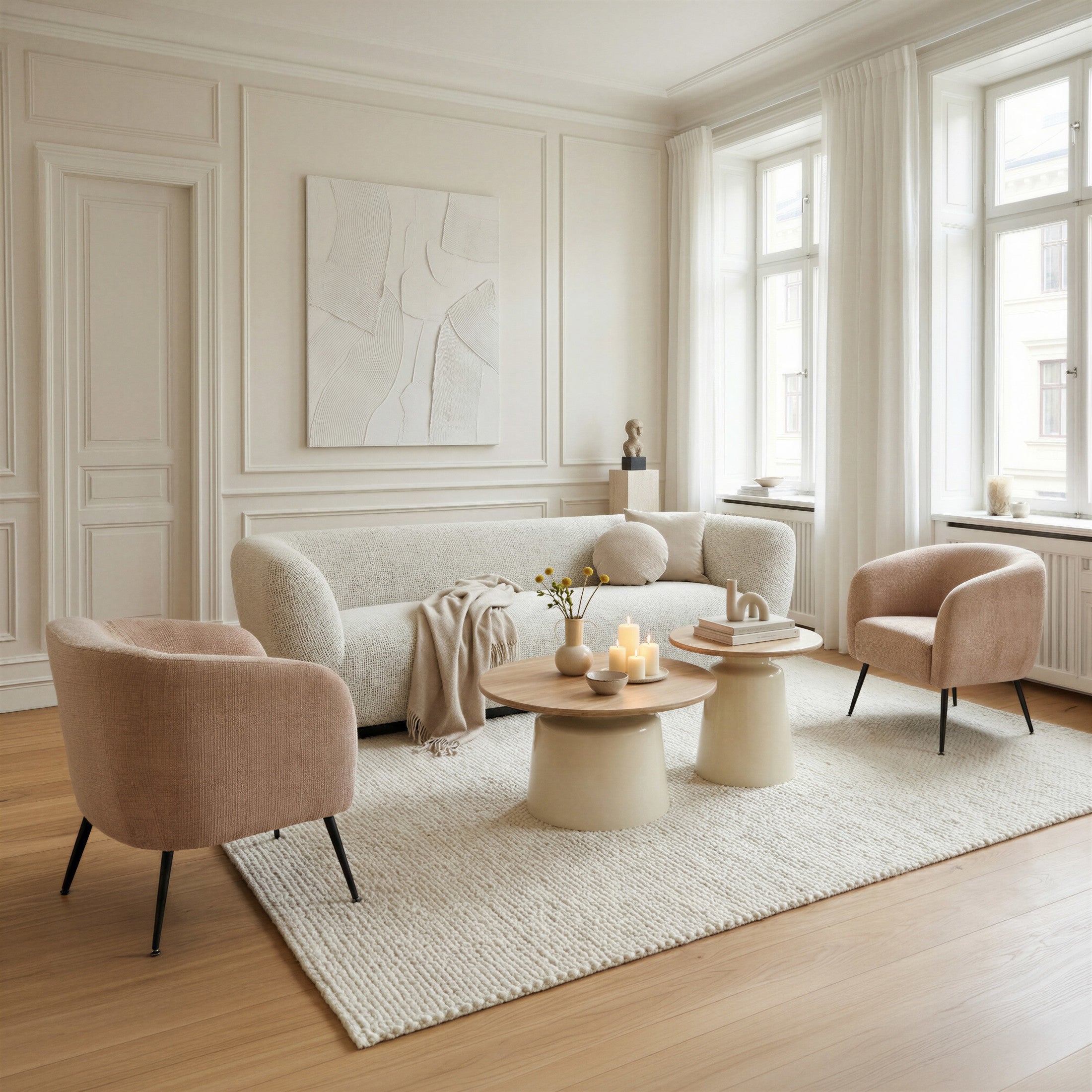 Lireen Coffee Table Set (2-Piece) Natural & Ivory