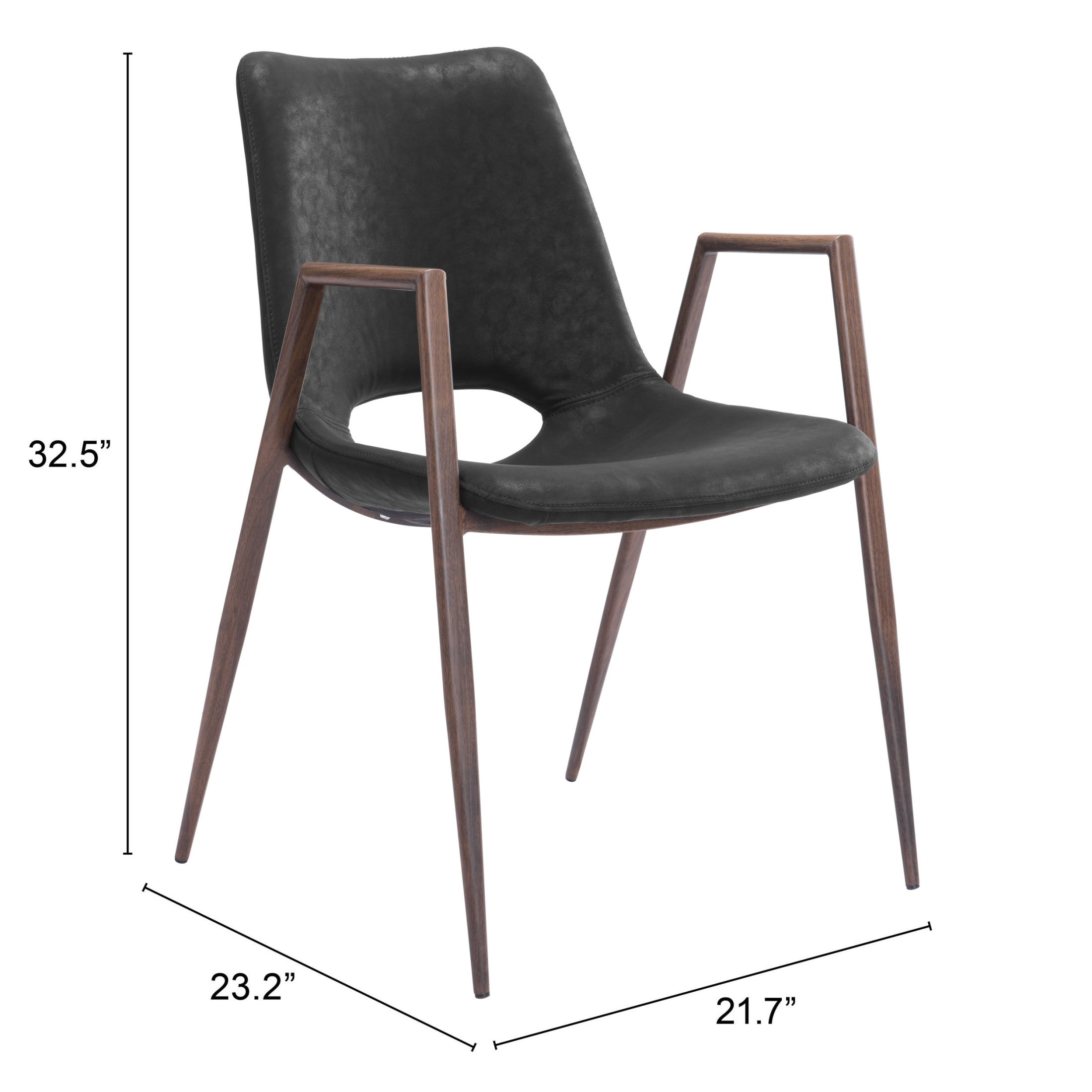 Desi Dining Chair (Set of 2) Black & Walnut