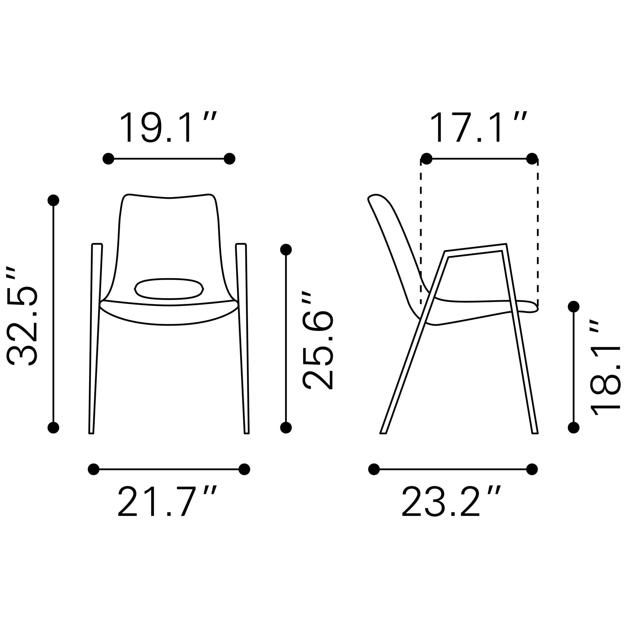 Desi Dining Chair (Set of 2) White & Walnut