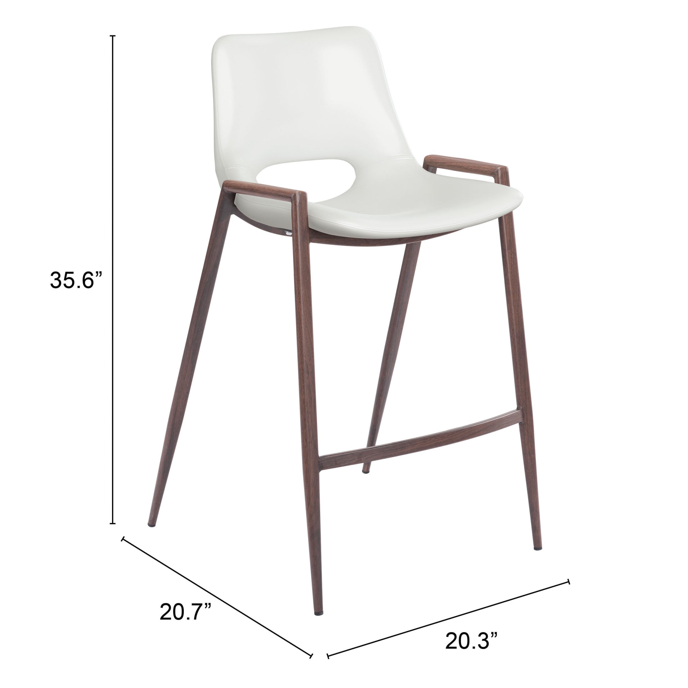 Desi Counter Stool (Set of 2) White & Walnut