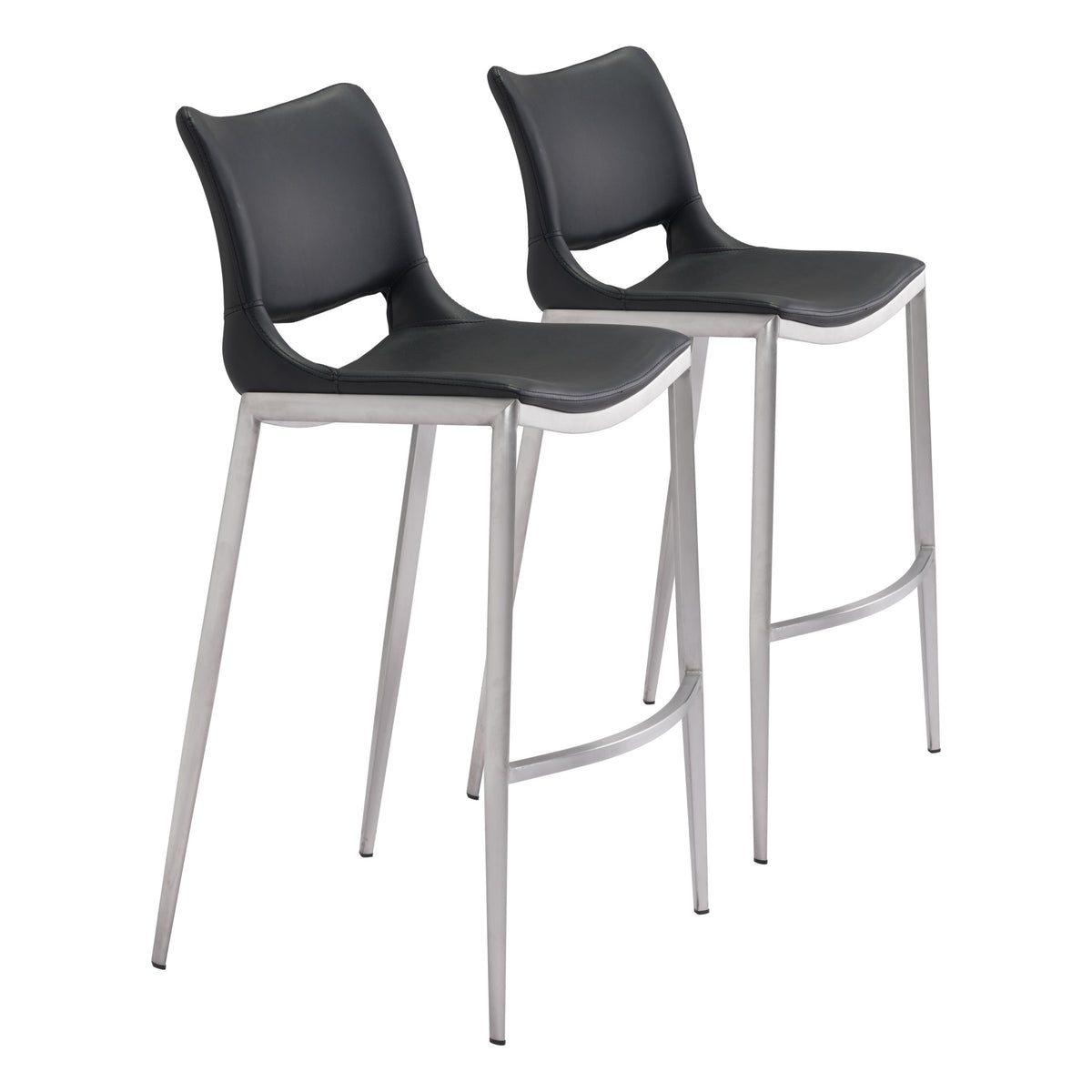 Ace Barstool (Set of 2) Black & Silver