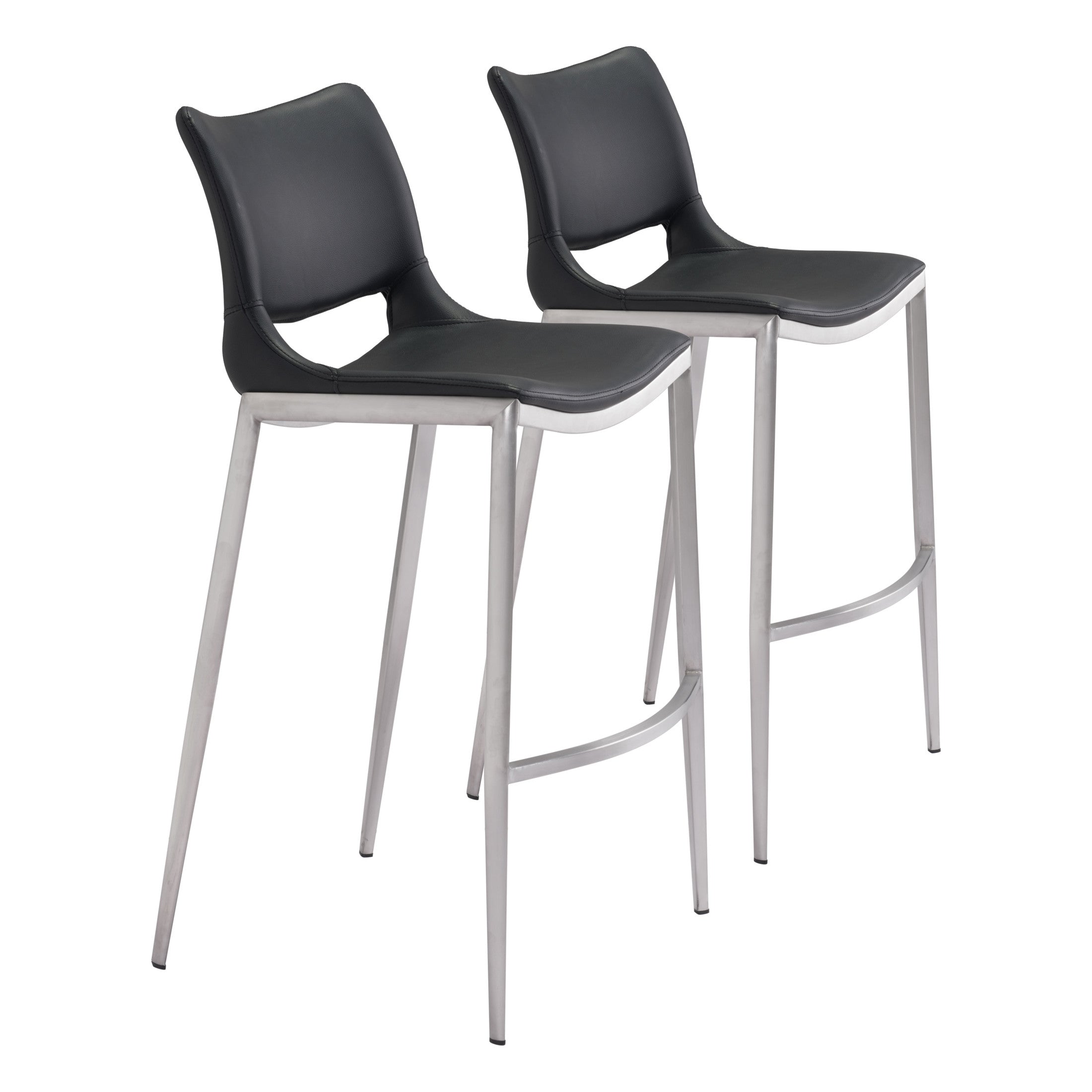 Ace Barstool (Set of 2) Black & Silver