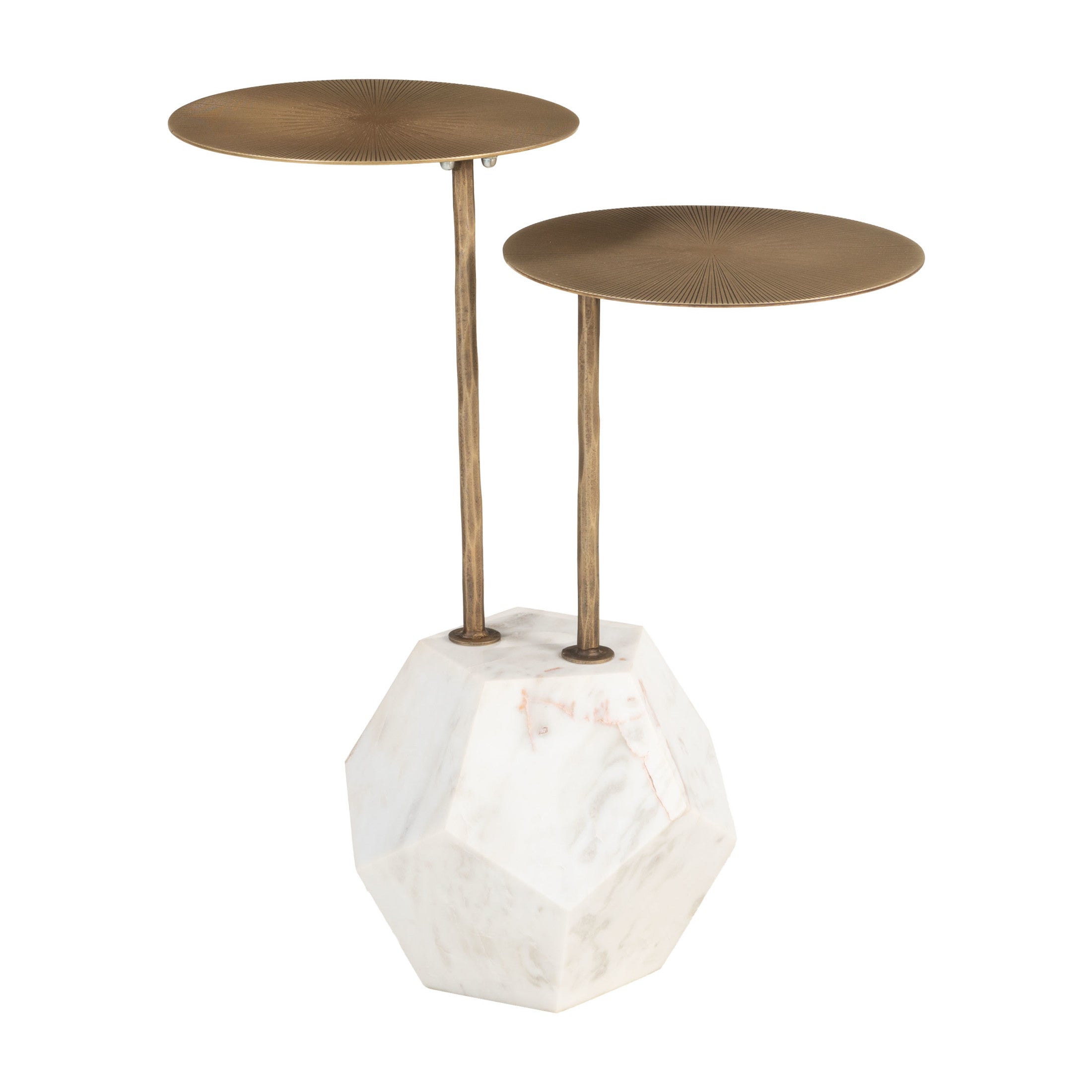 Anten Side Table Brass & White