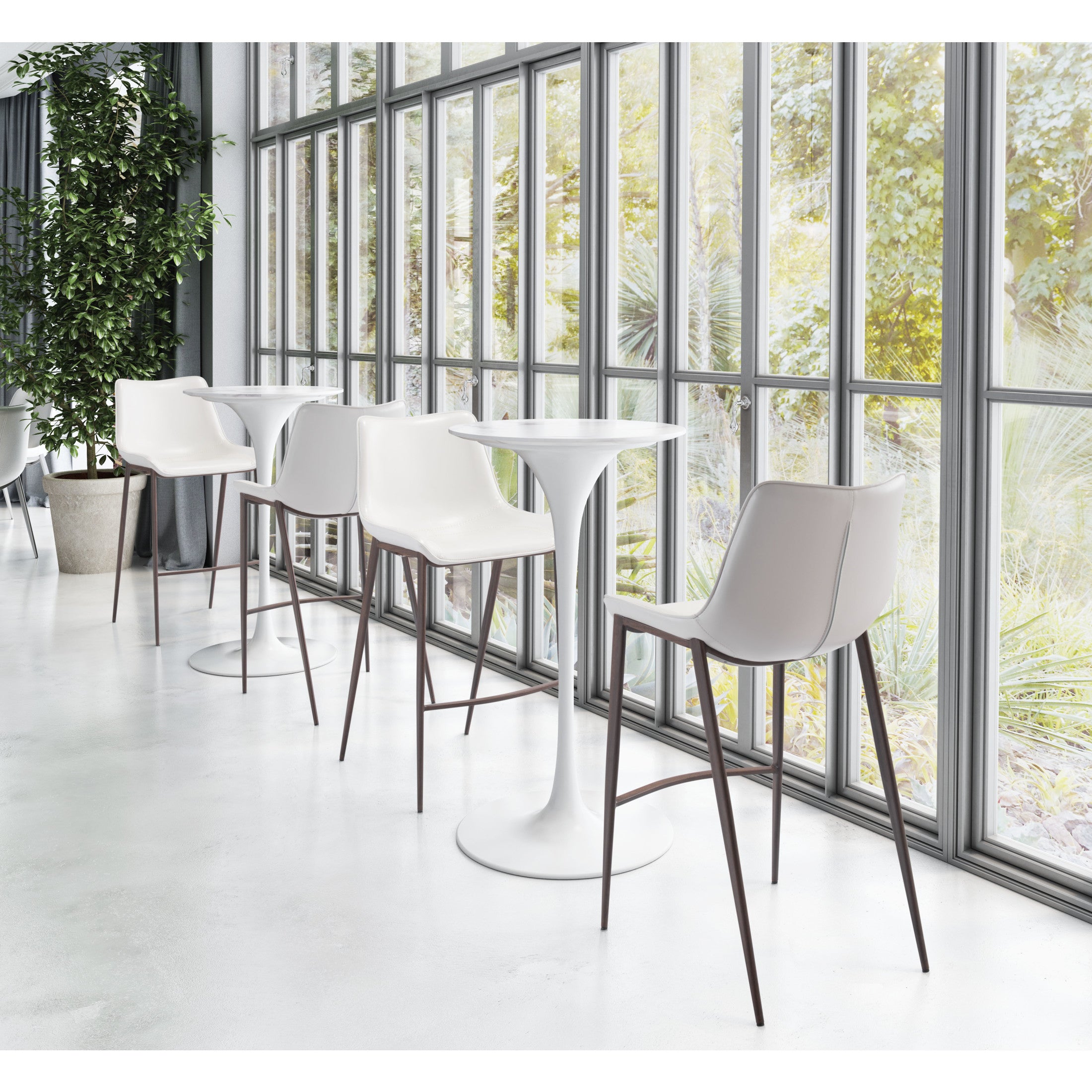 Magnus Barstool (Set of 2) White & Walnut