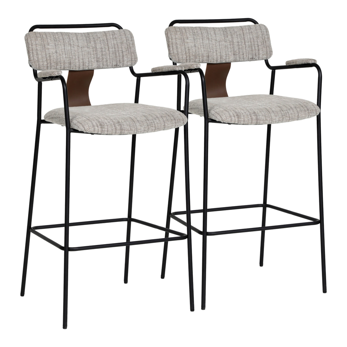 Couva Barstool (Set of 2) Gray Tweed