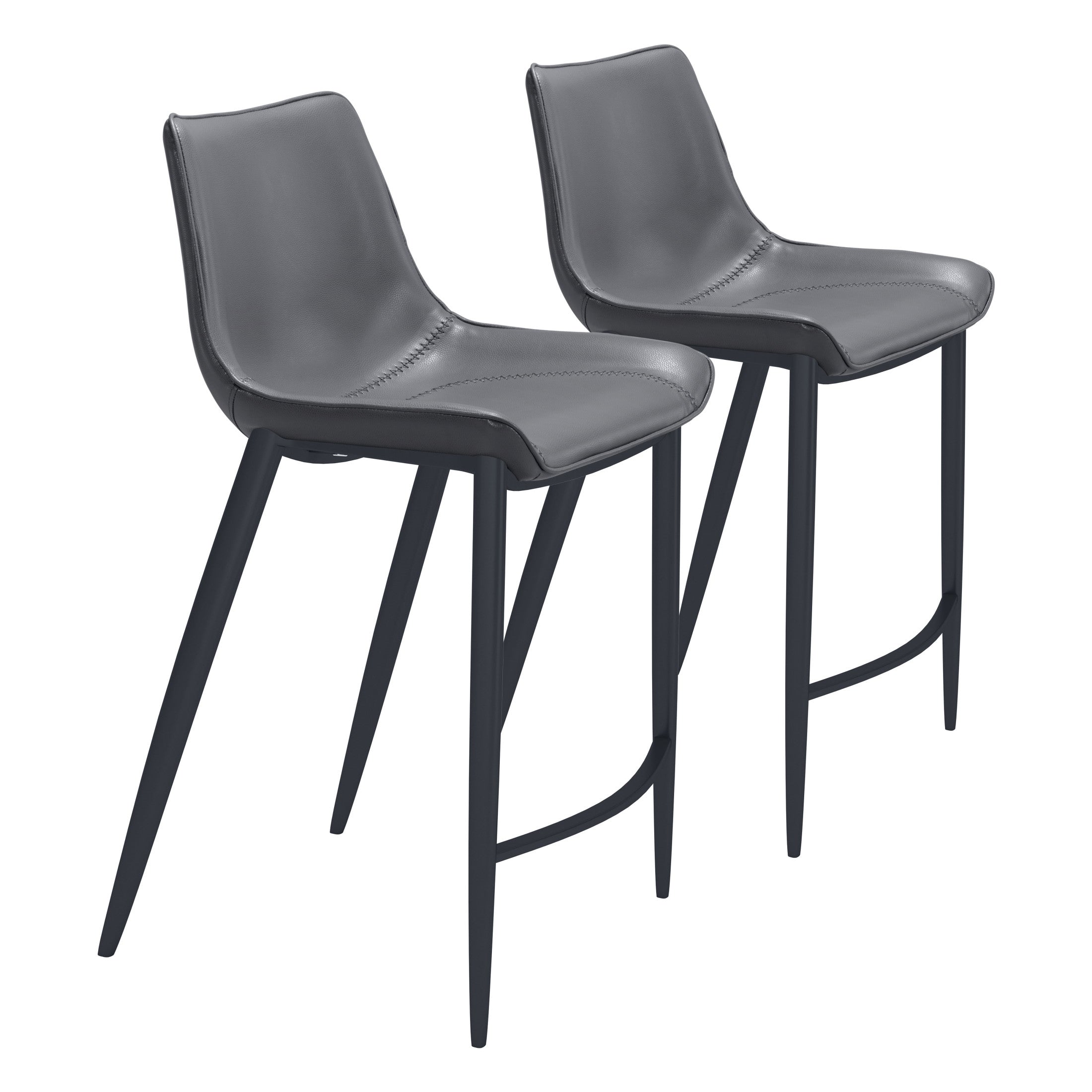 Magnus Counter Stool (Set of 2) Dark Gray & Black