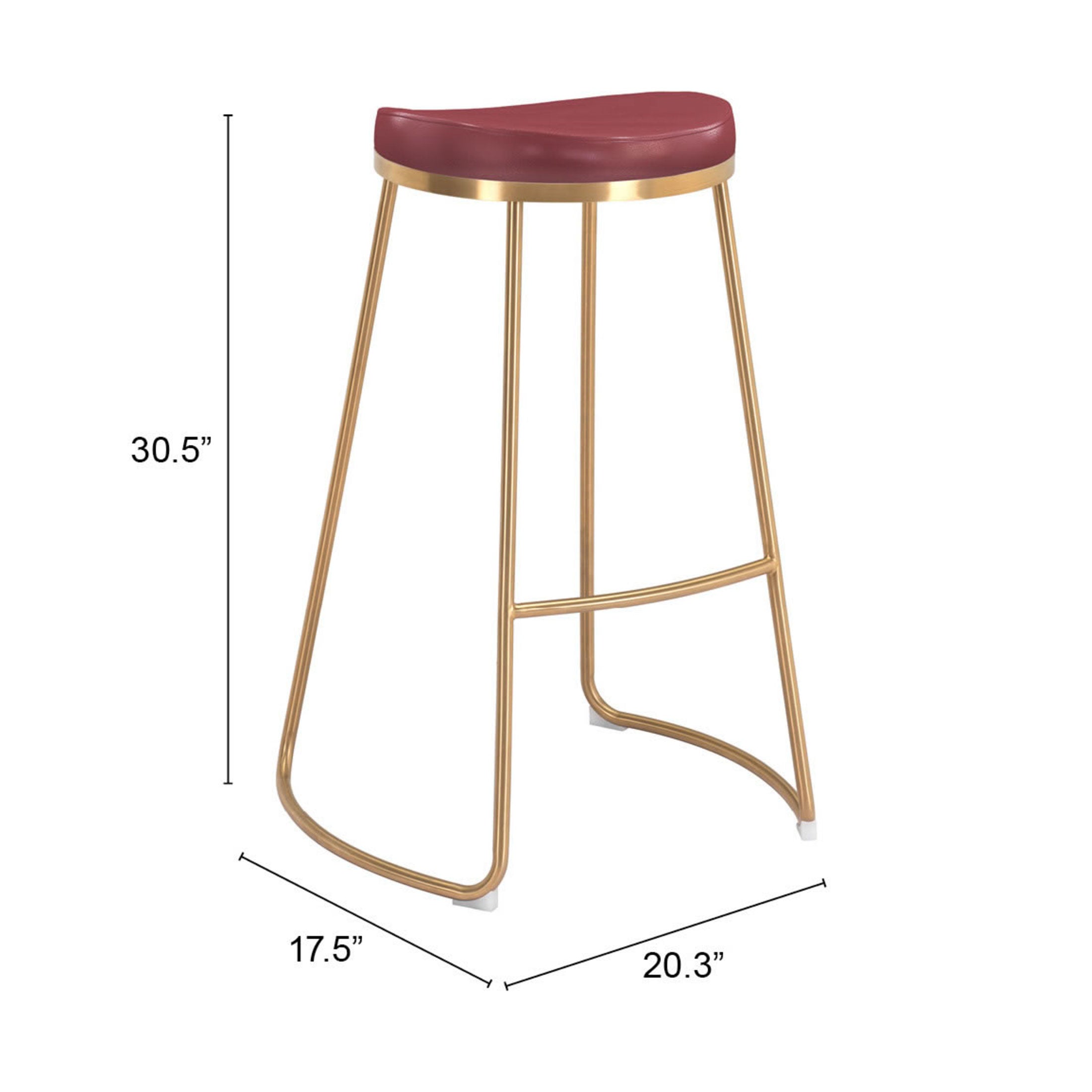 Bree Barstool (Set of 2) Burgundy & Gold