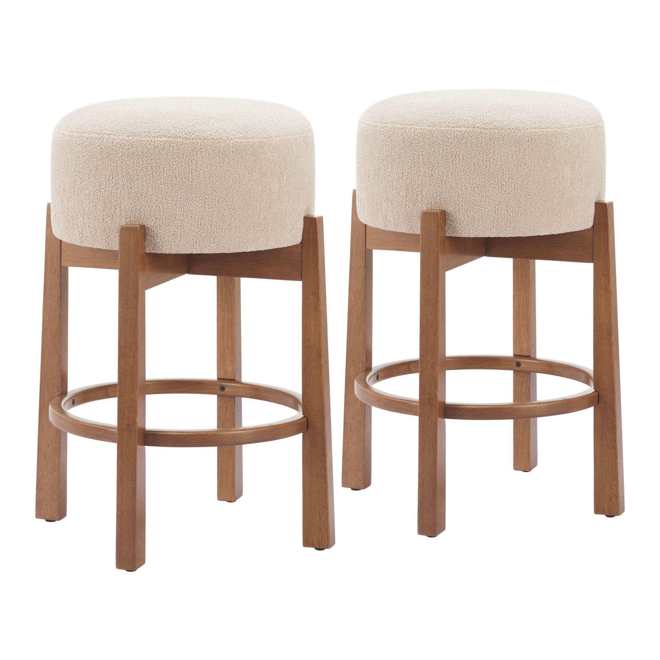 Nade Counter Stool (Set of 2) Beige & Walnut