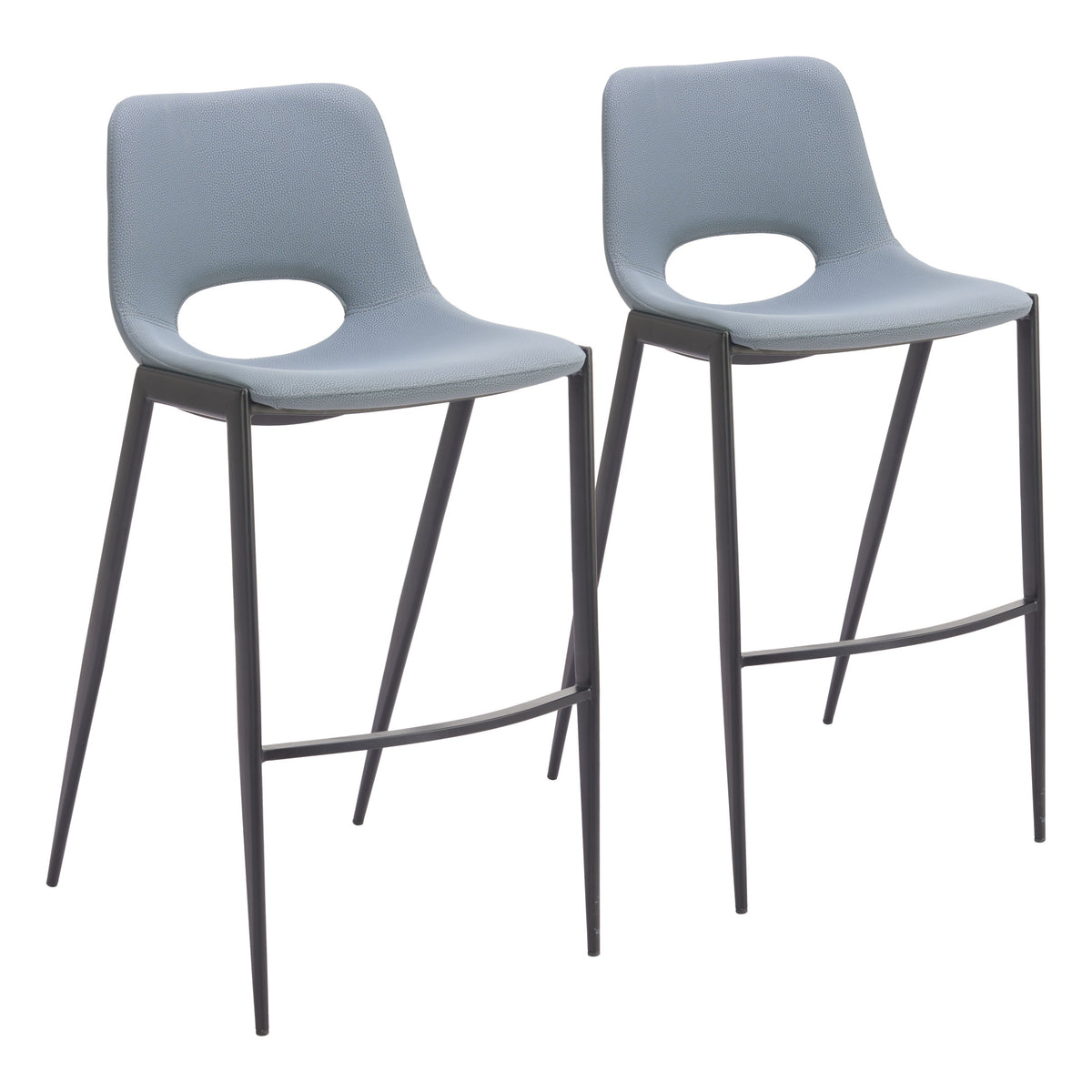 Desi Armless Barstool (Set of 2) Azure Gray
