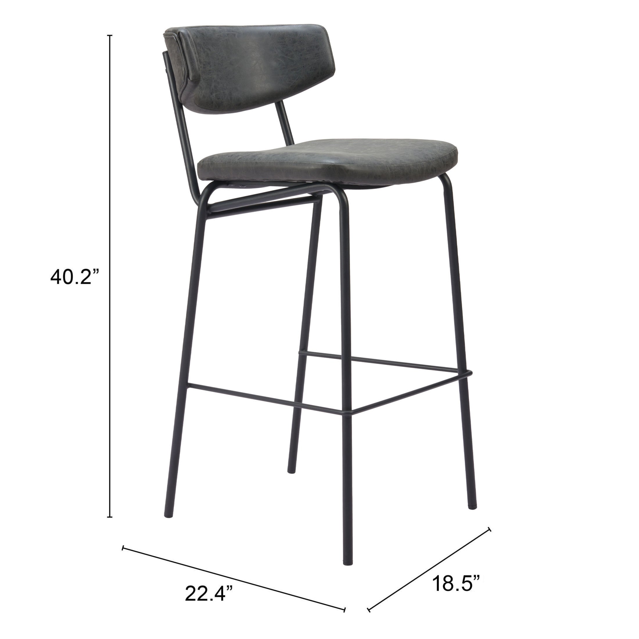 Charon Barstool (Set of 2) Vintage Black