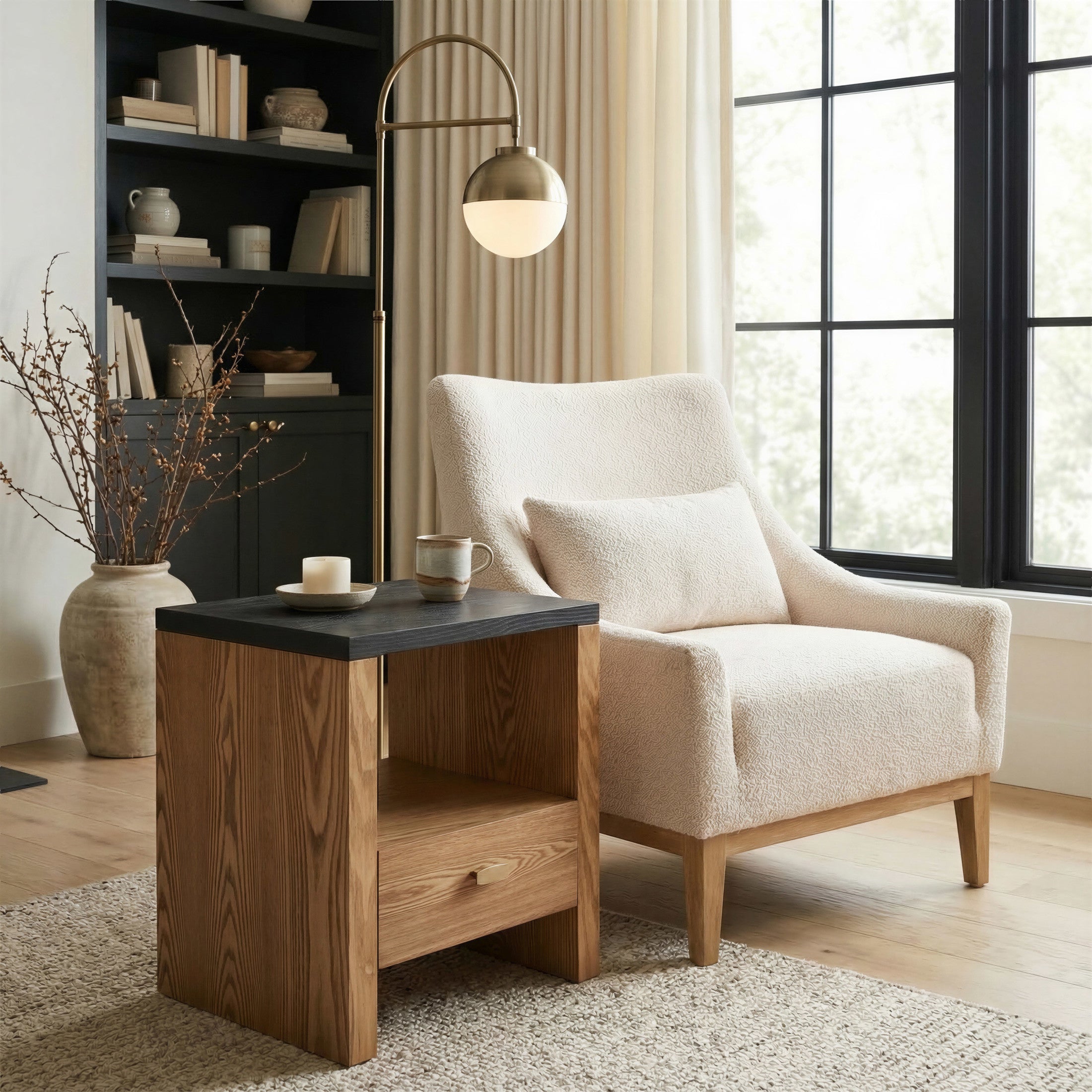 Waterloo Floor Lamp White & Bronze