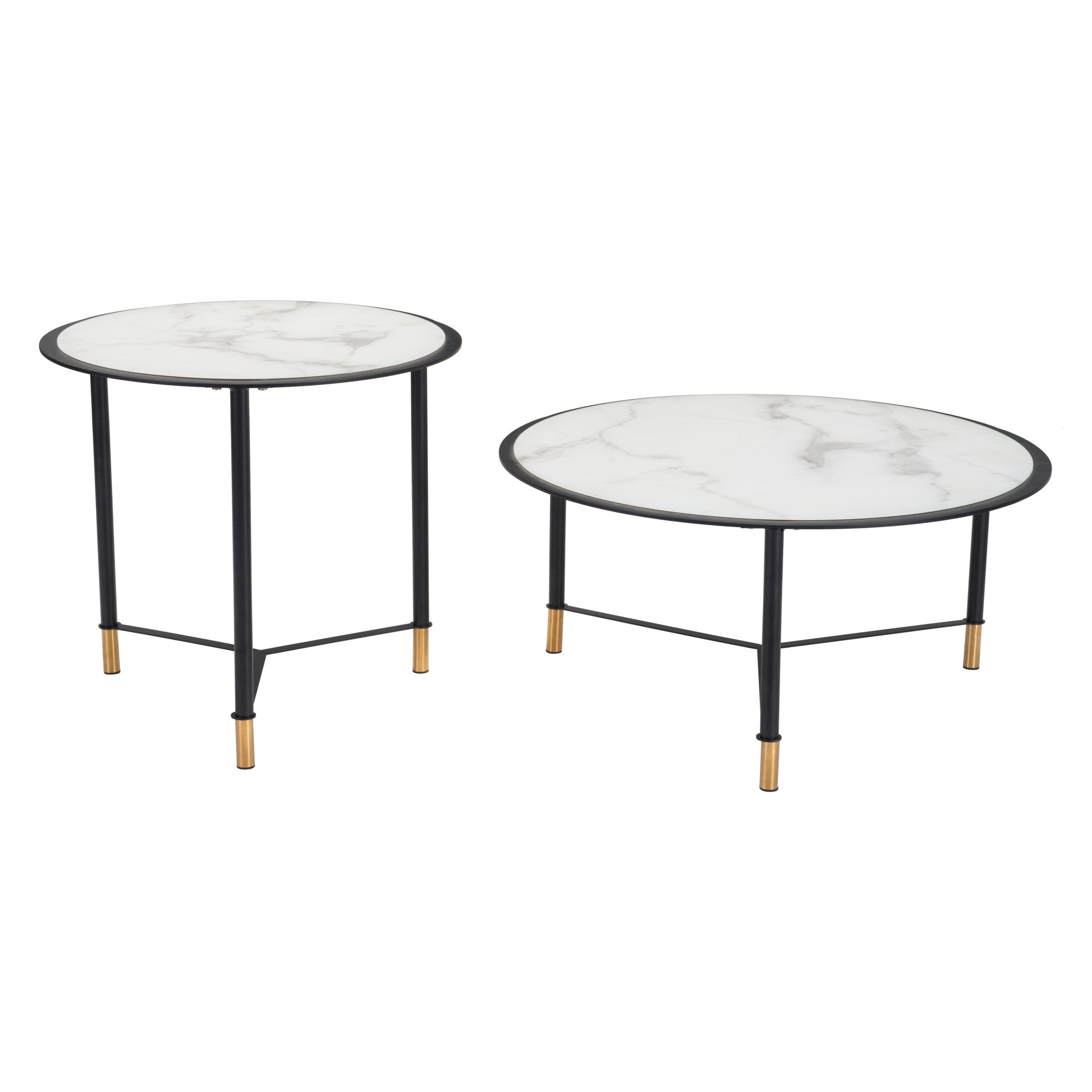 Davis Coffee Table Set (2-Piece) White & Black