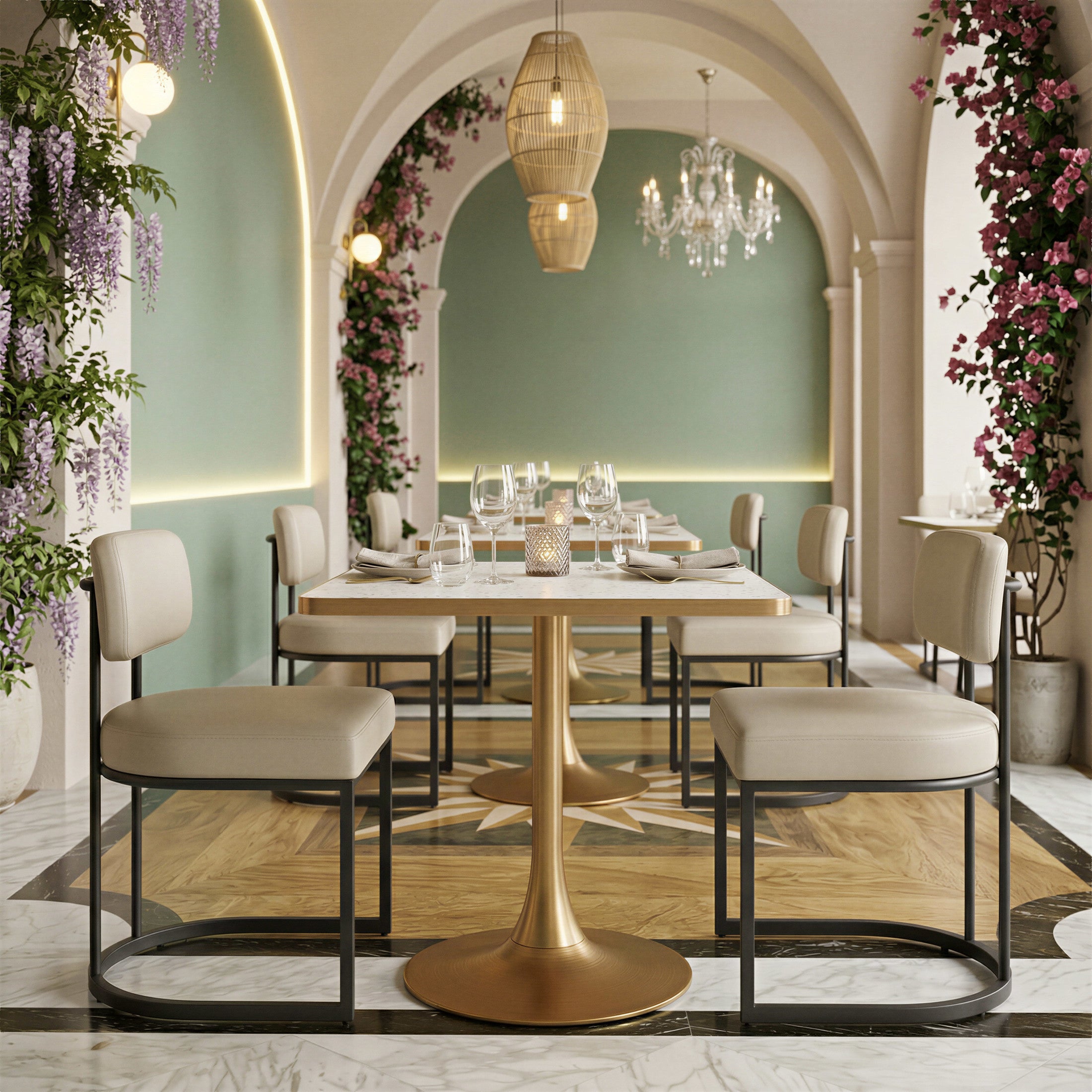 Spot Bistro Table Beige & Gold