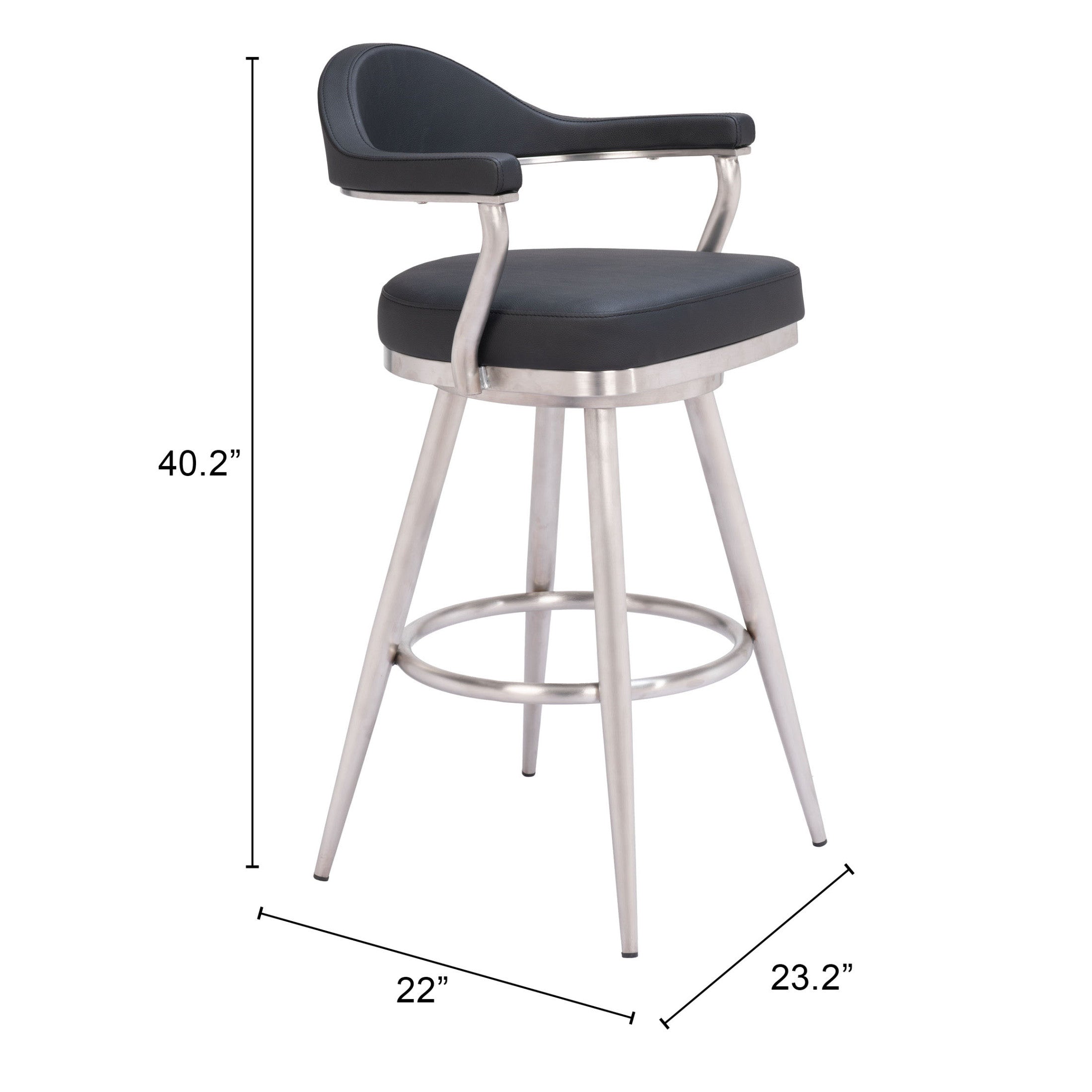 Vagur Swivel Barstool Black