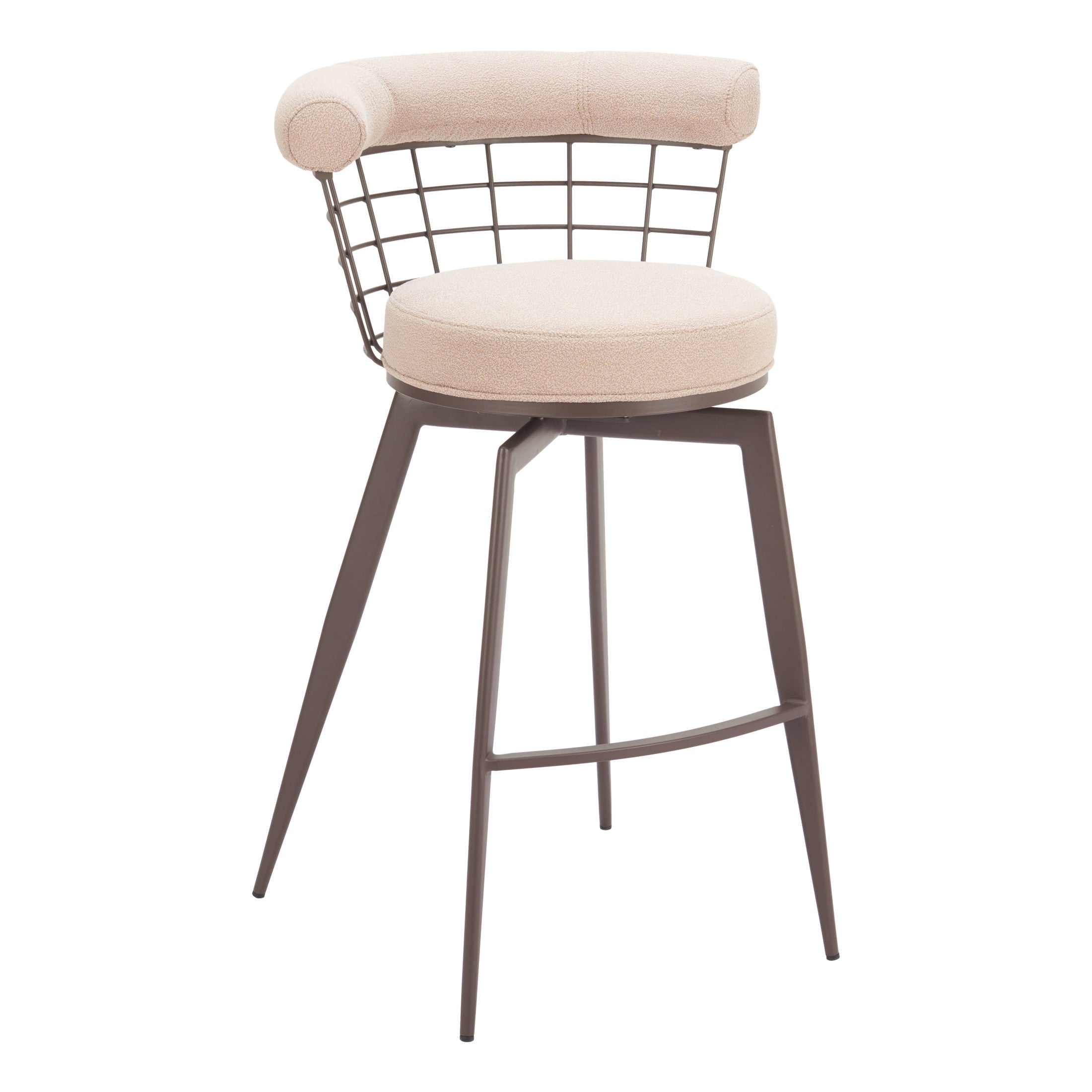 Saku Swivel Barstool Beige & Brown