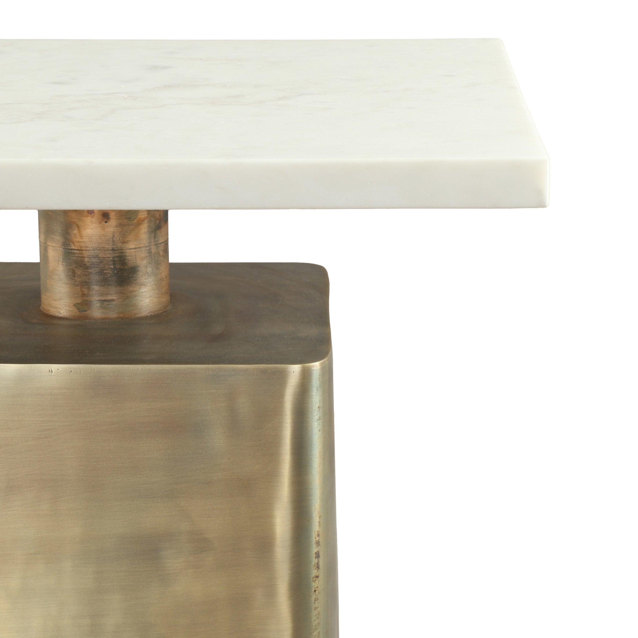 Nyra Side Table White & Brass