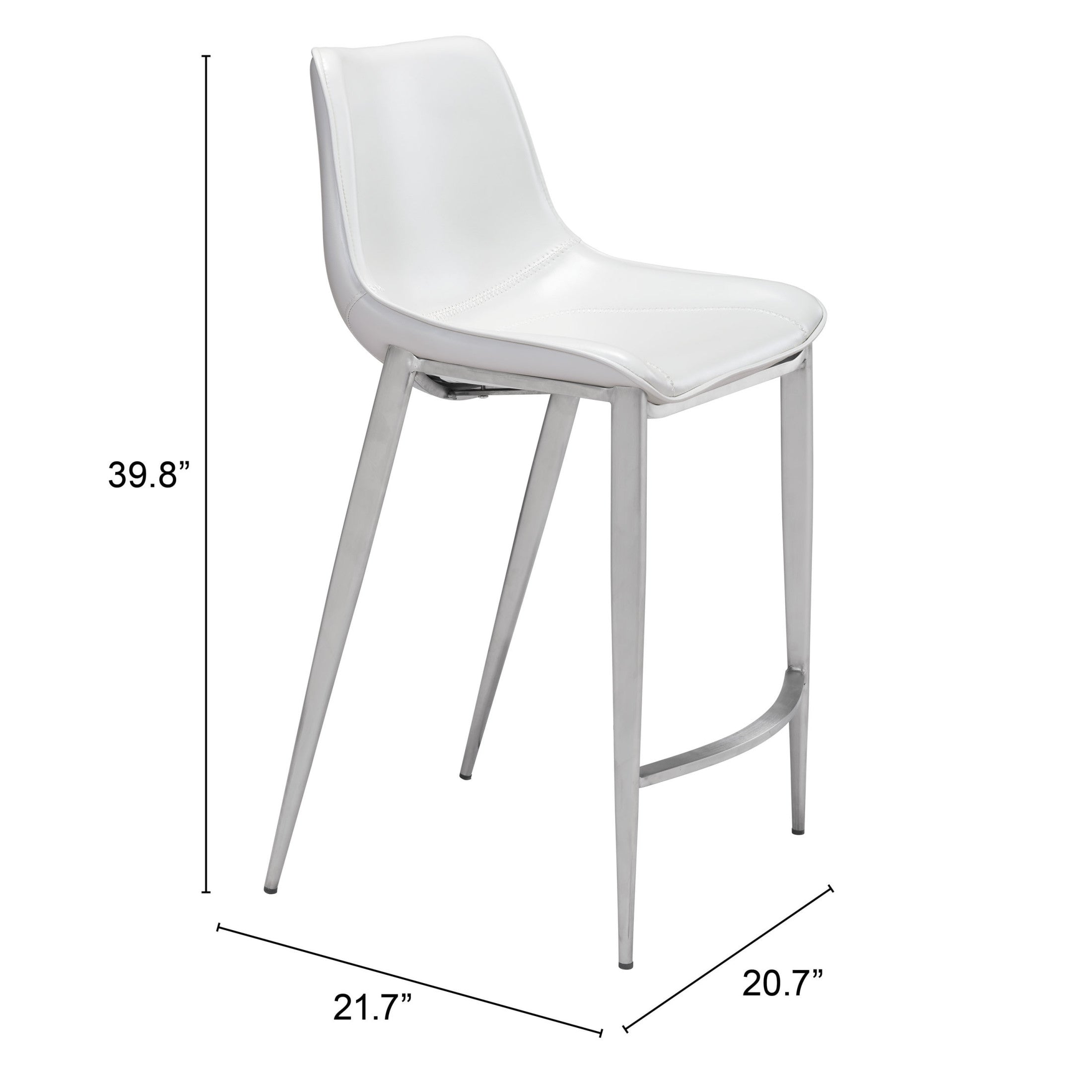 Magnus Counter Stool (Set of 2) White & Silver