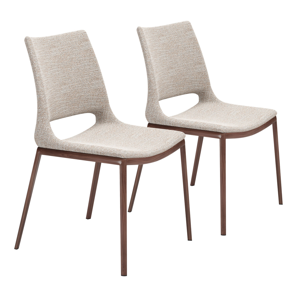 Ace Dining Chair (Set of 2) Beige & Walnut