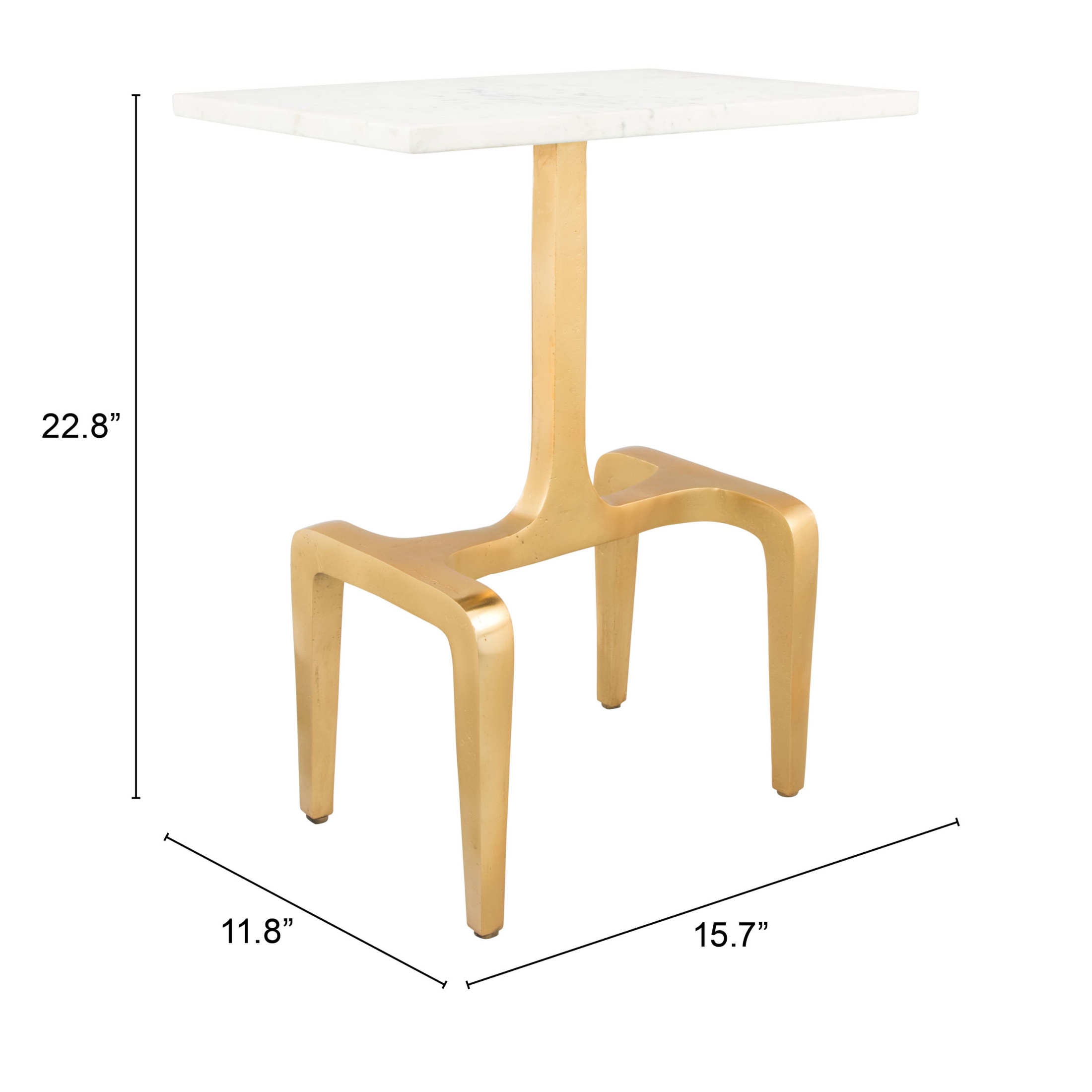 Clement Side Table White & Gold