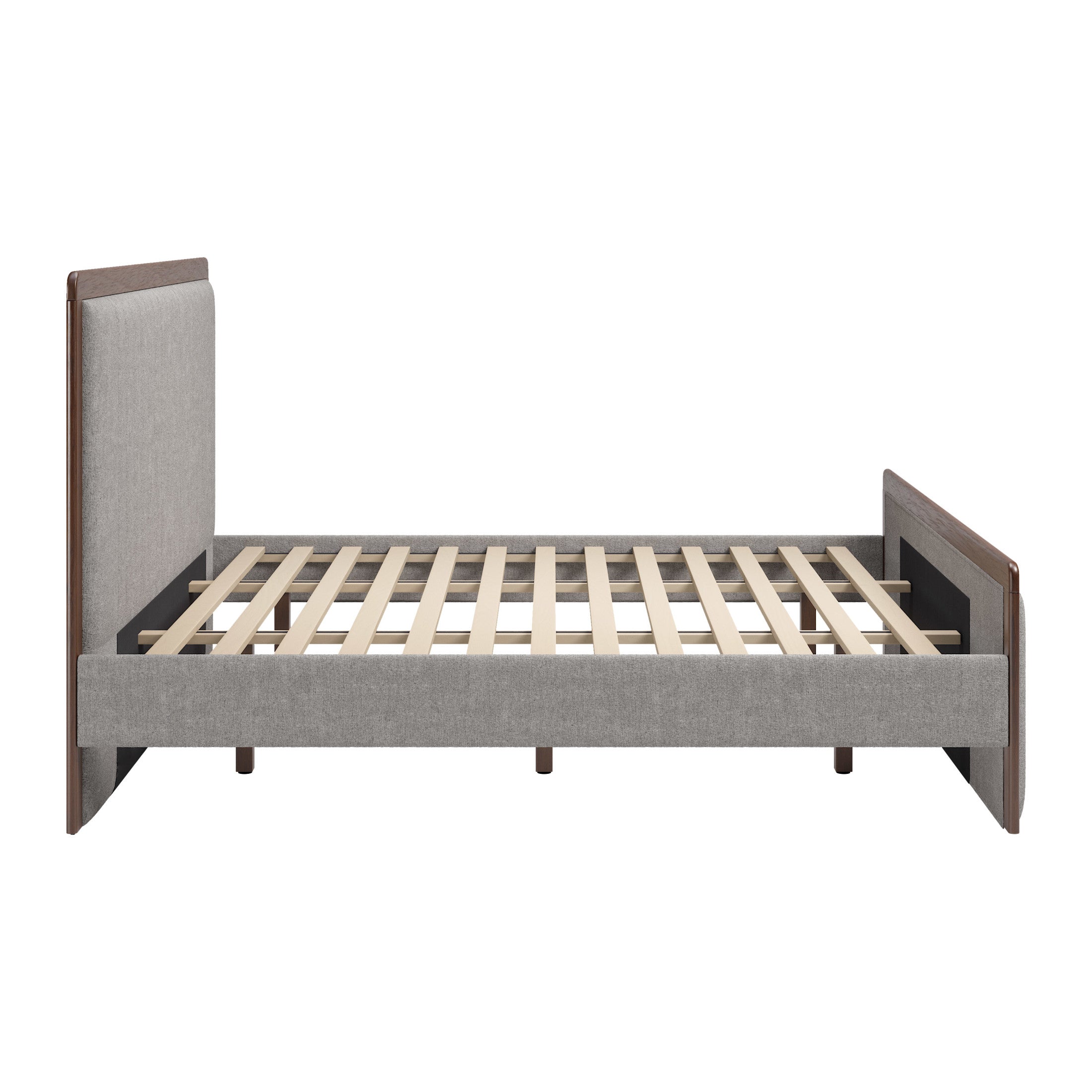 Somune King Bed Gray & Walnut