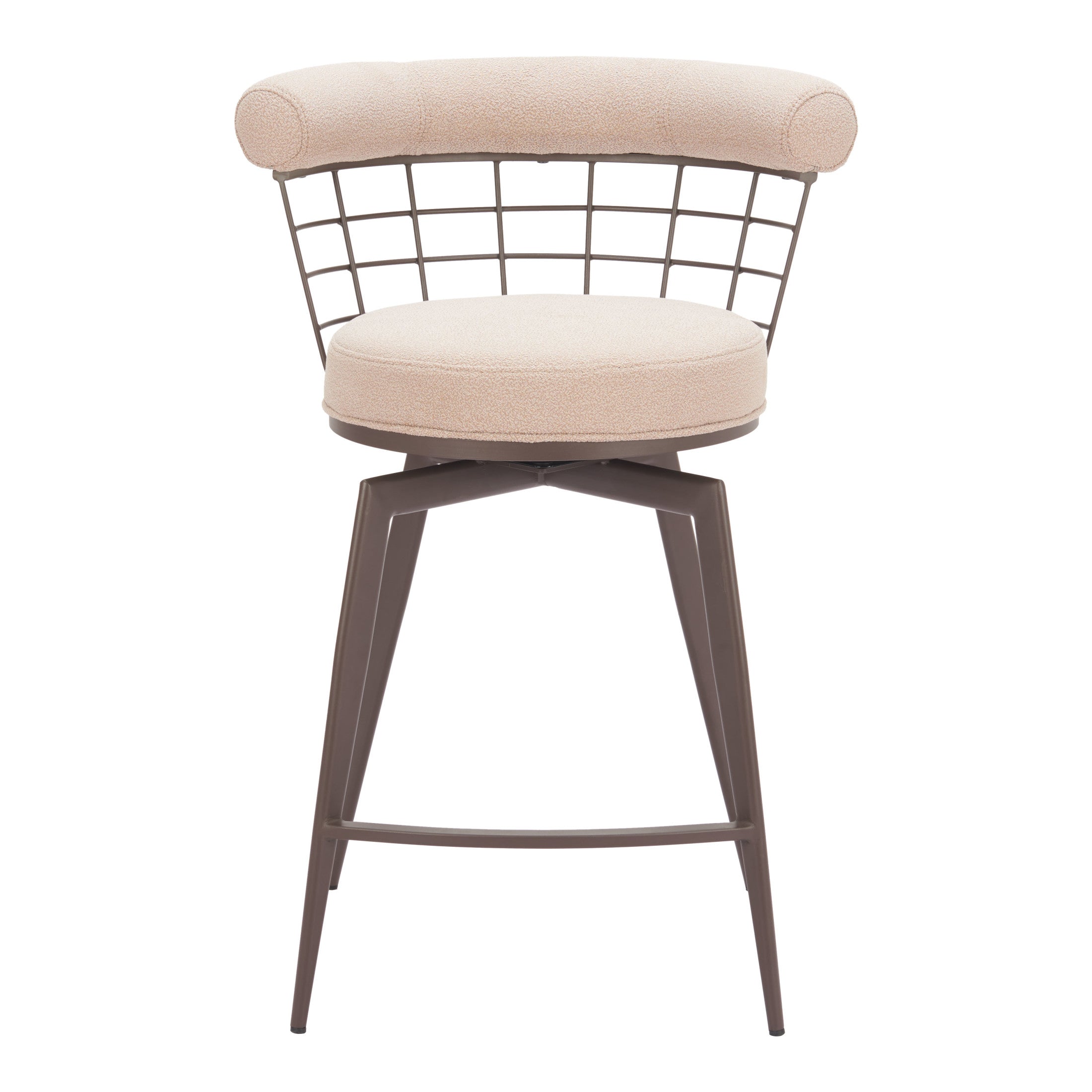 Saku Swivel Counter Stool Beige & Brown