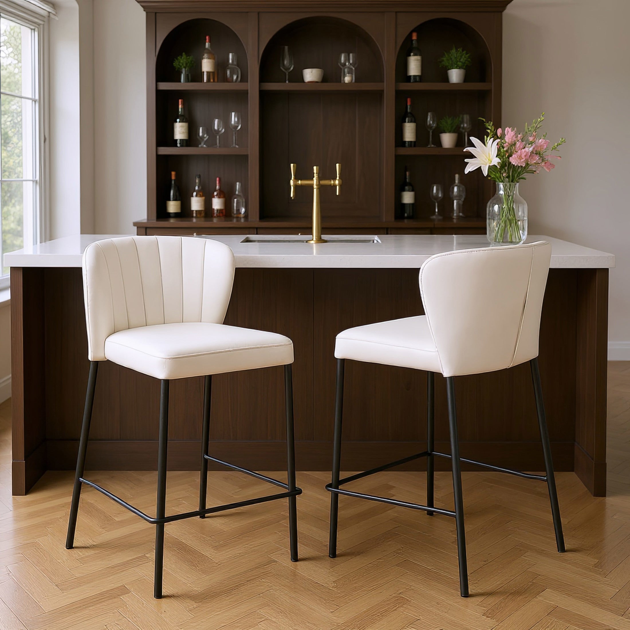 Linz Counter Stool (Set of 2) Cream