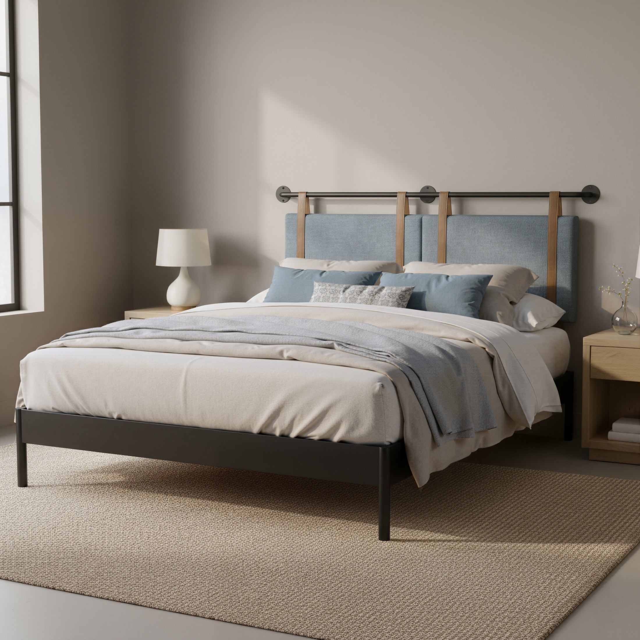 Zeva Floating Queen Headboard Gray