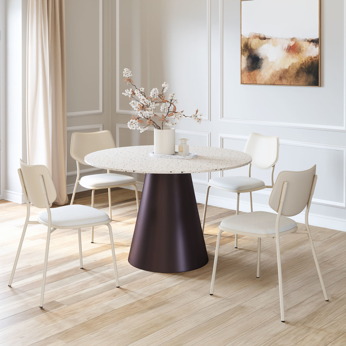 Zeal Dining Chair (Set of 4) Light Gray & Beige