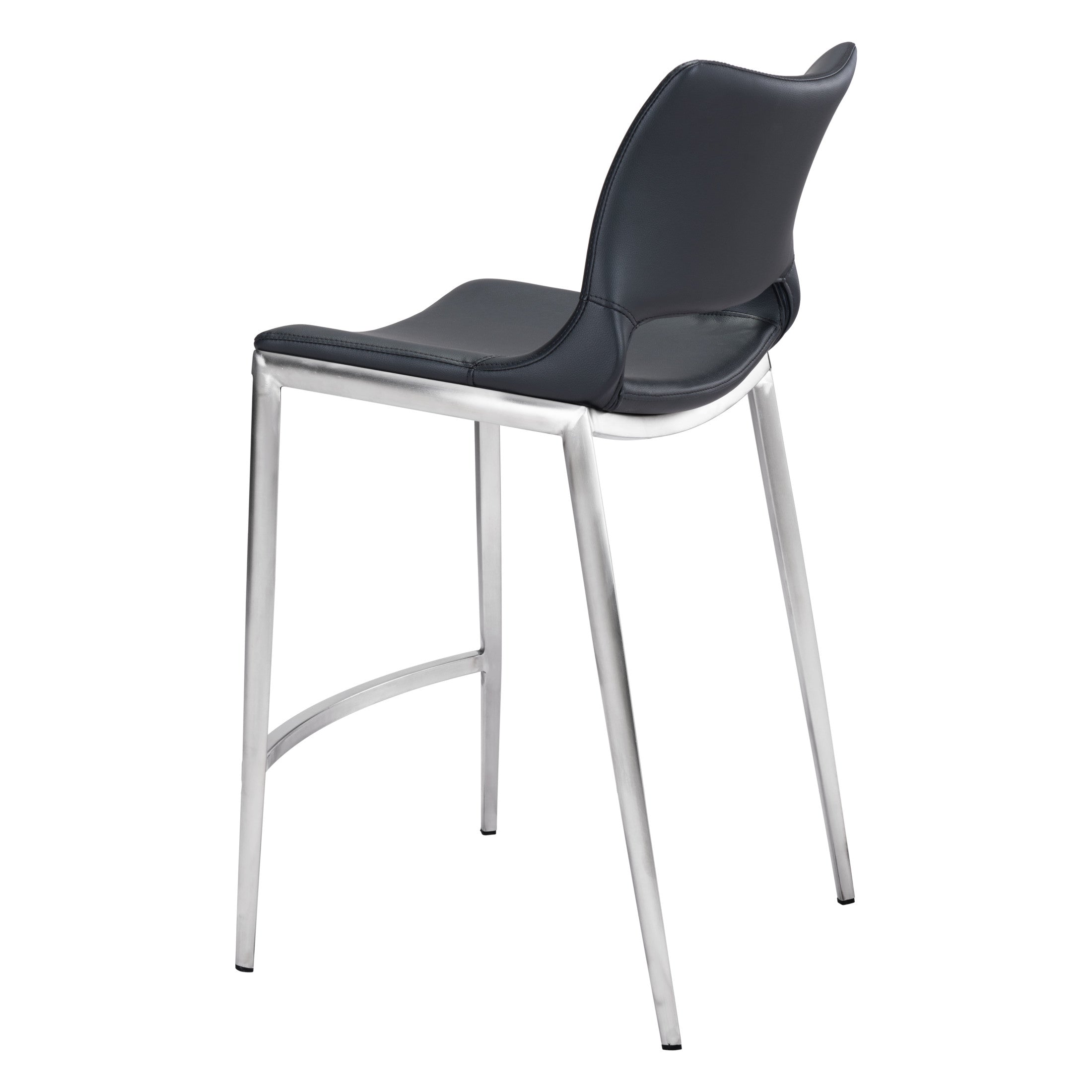 Ace Counter Stool (Set of 2) Black & Silver
