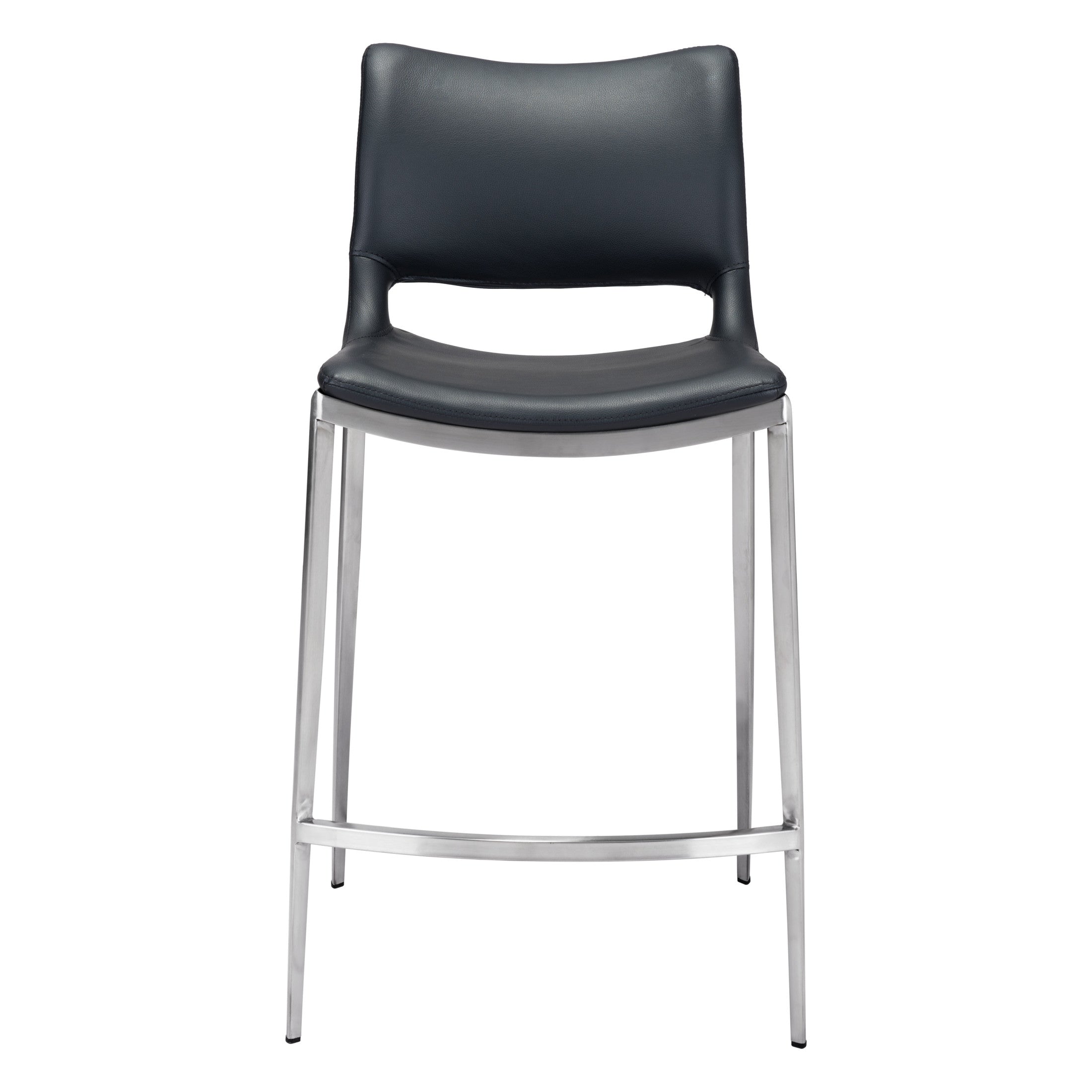 Ace Counter Stool (Set of 2) Black & Silver