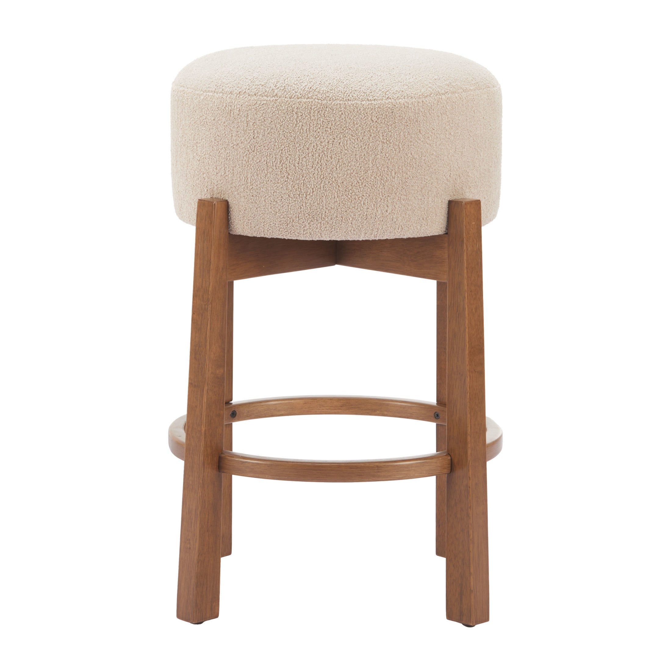 Nade Counter Stool (Set of 2) Beige & Walnut