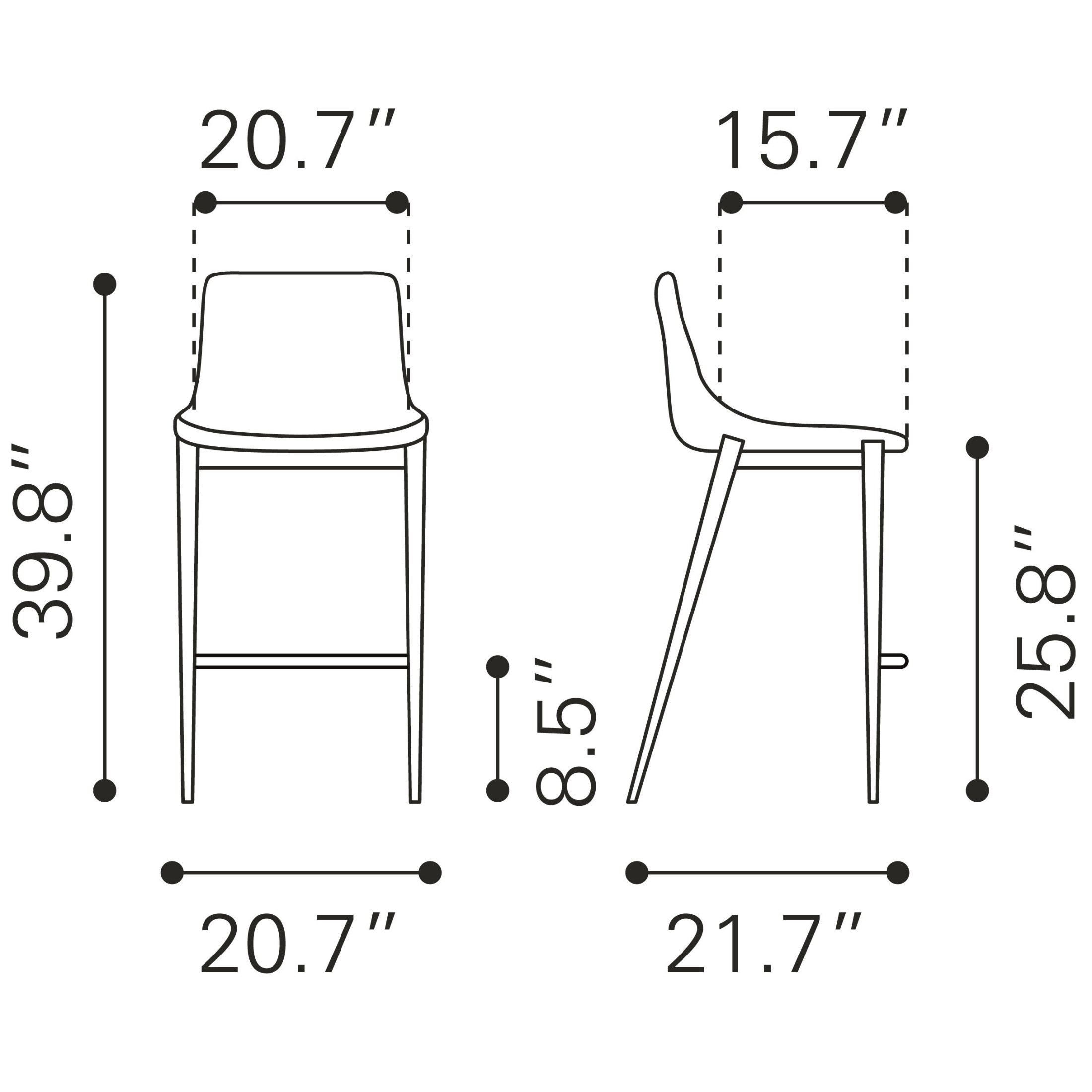Magnus Counter Stool (Set of 2) Black & Silver