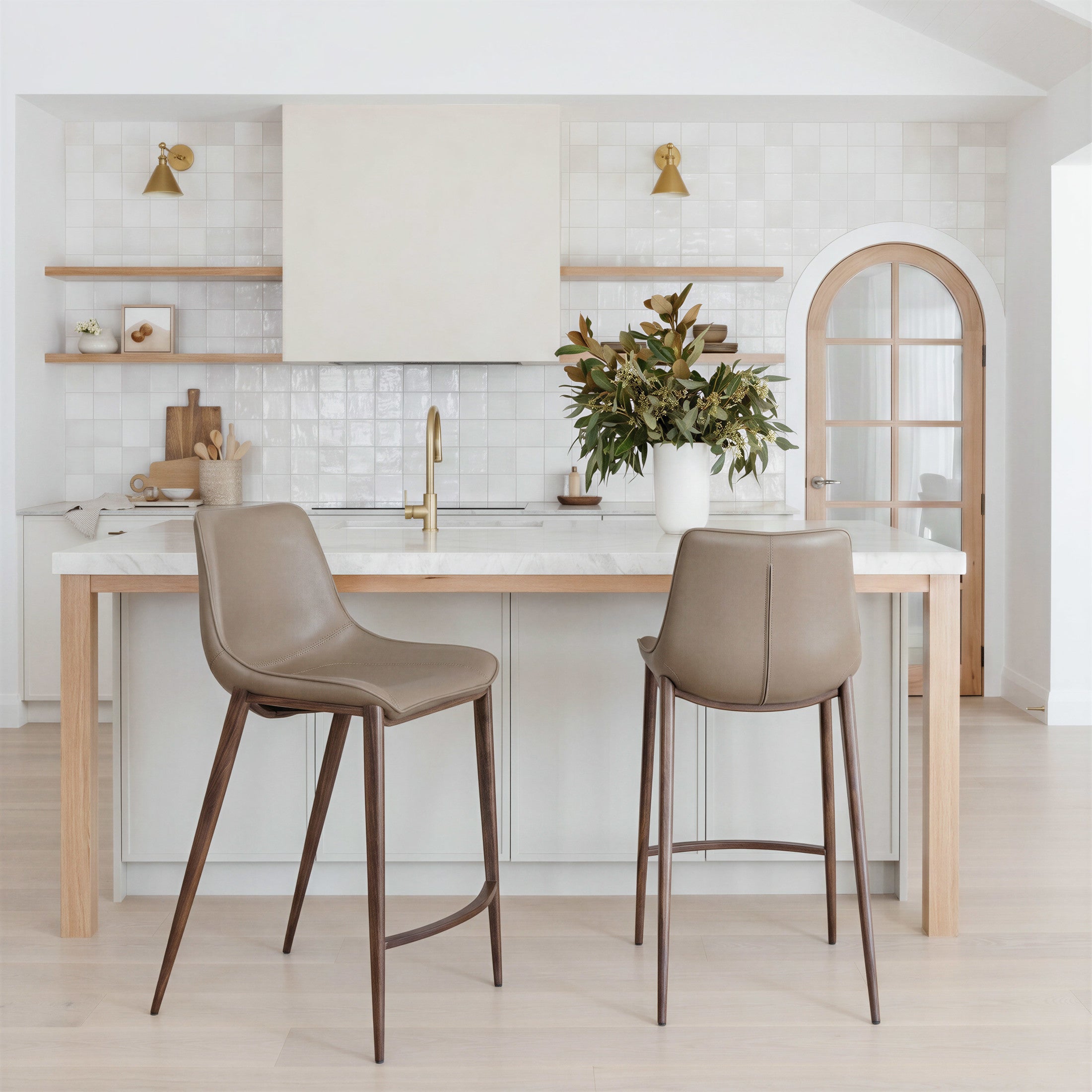 Magnus Counter Stool (Set of 2) Brown & Walnut
