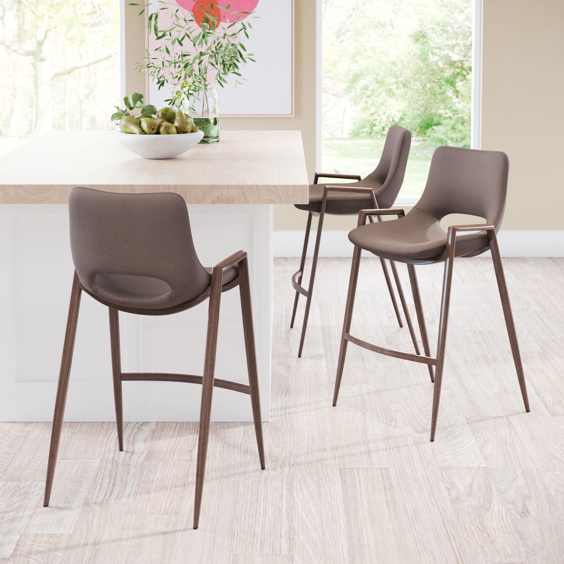 Desi Counter Stool (Set of 2) Brown & Walnut