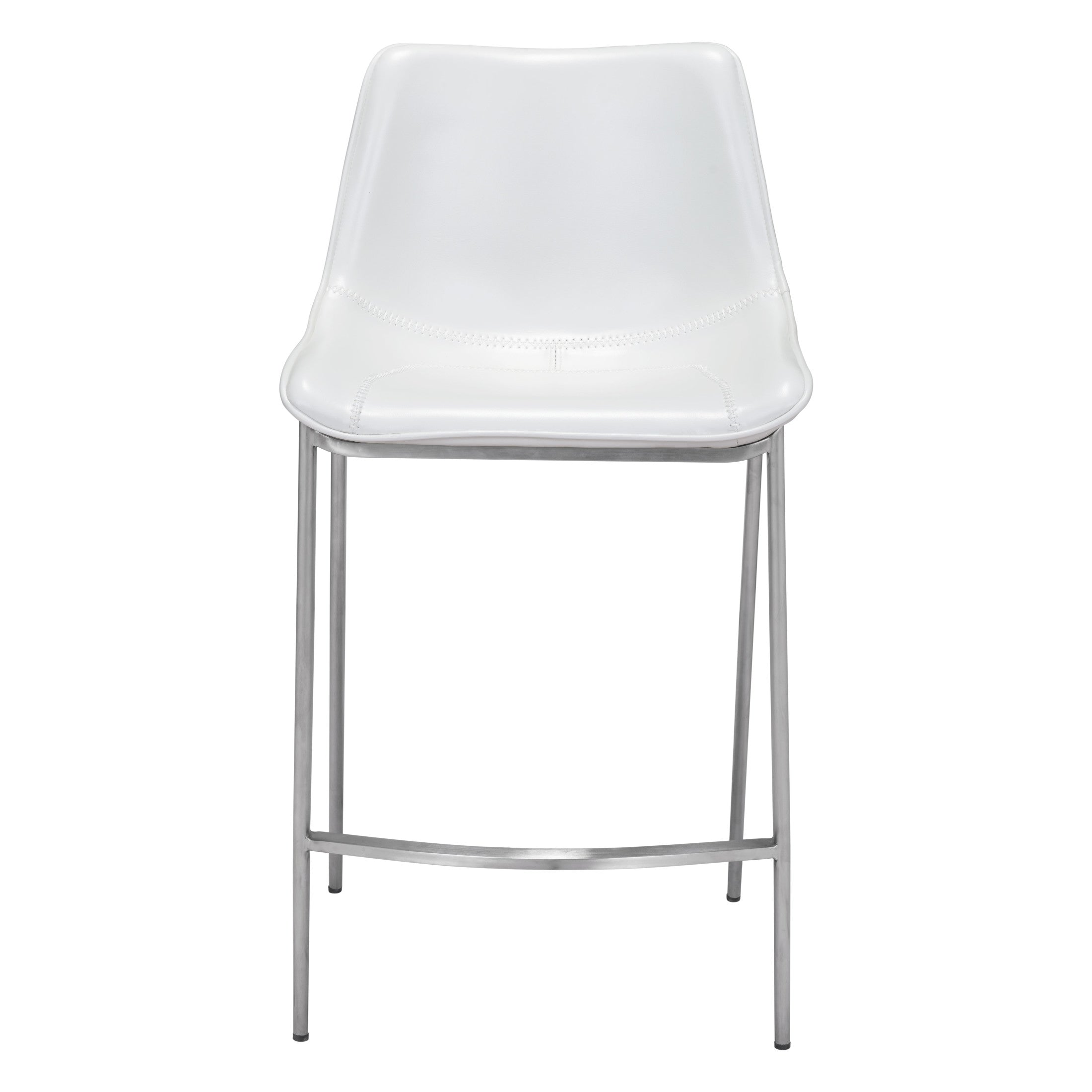 Magnus Counter Stool (Set of 2) White & Silver