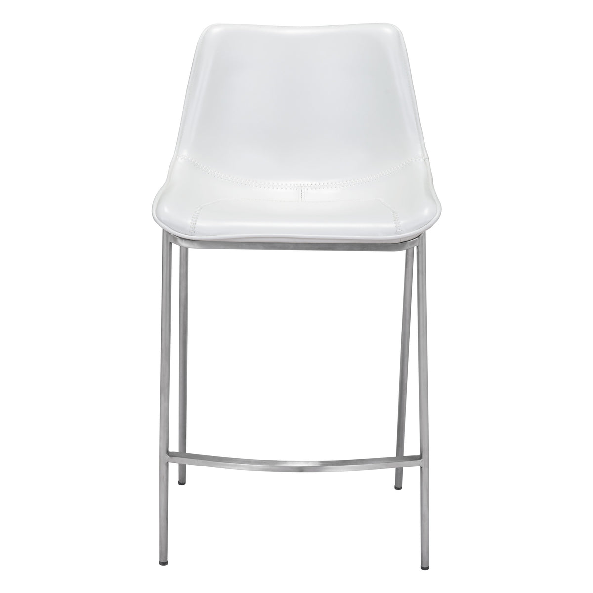 Magnus Counter Stool (Set of 2) White & Silver