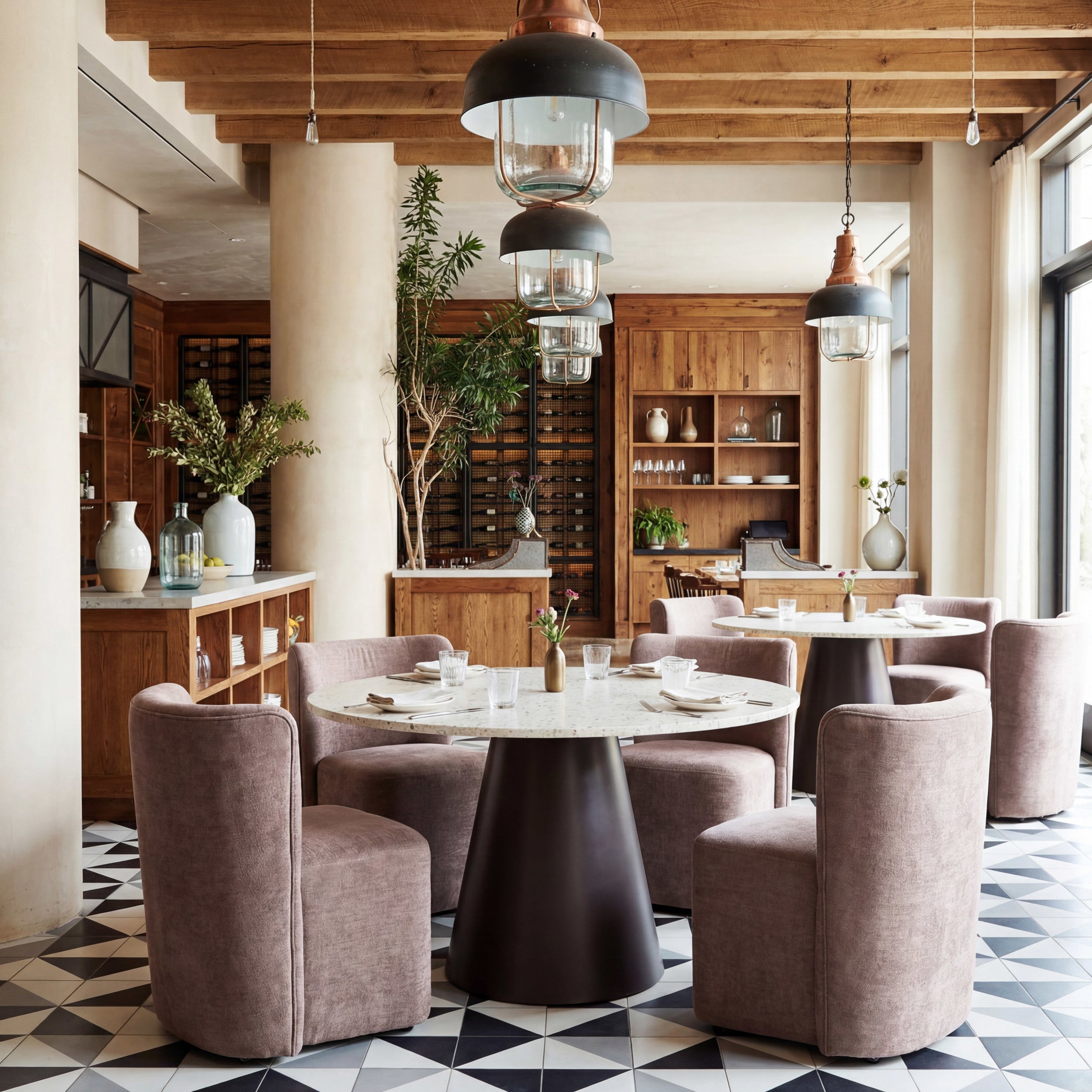 Bambun Dining Chair with Wheels Taupe