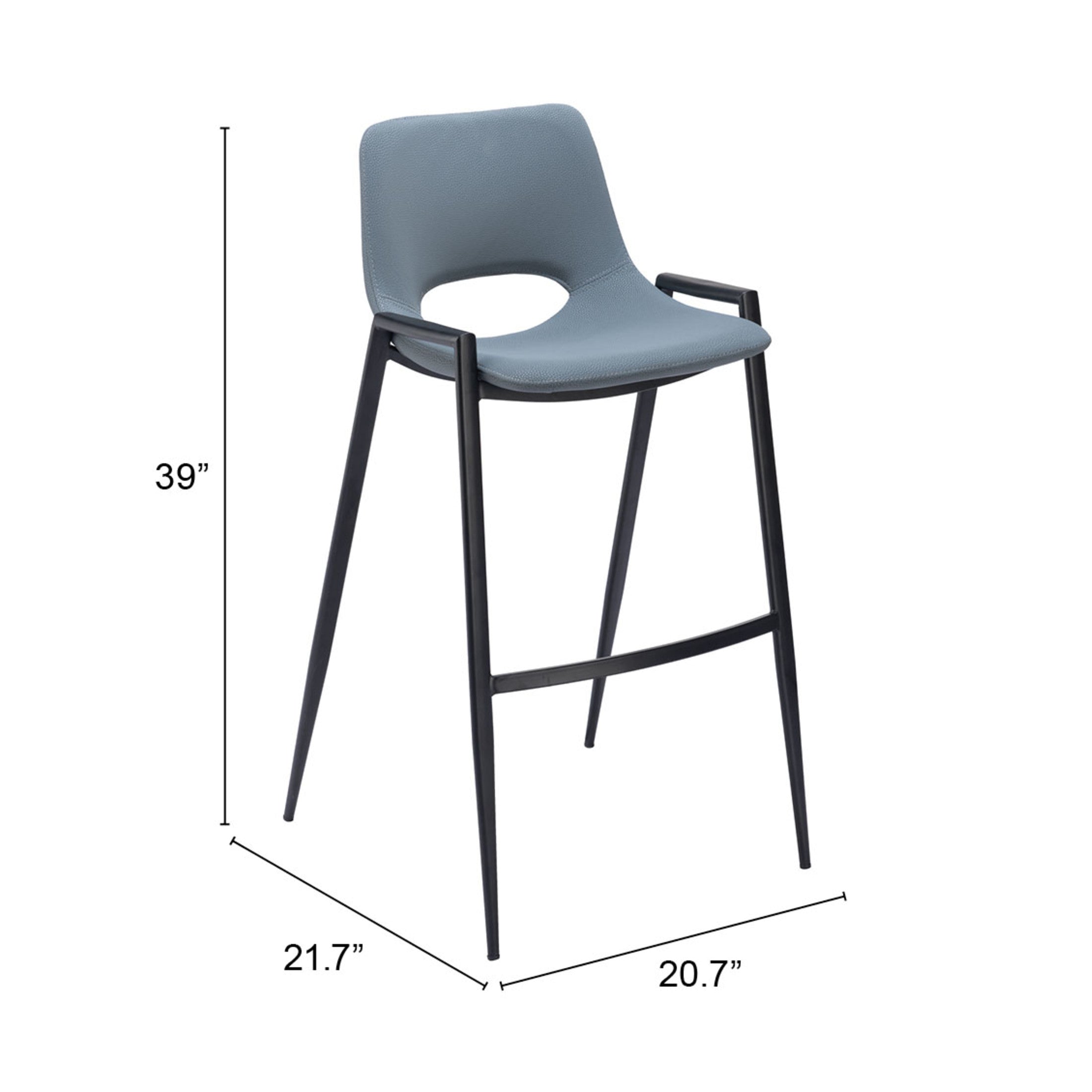 Desi Barstool (Set of 2) Azure Gray