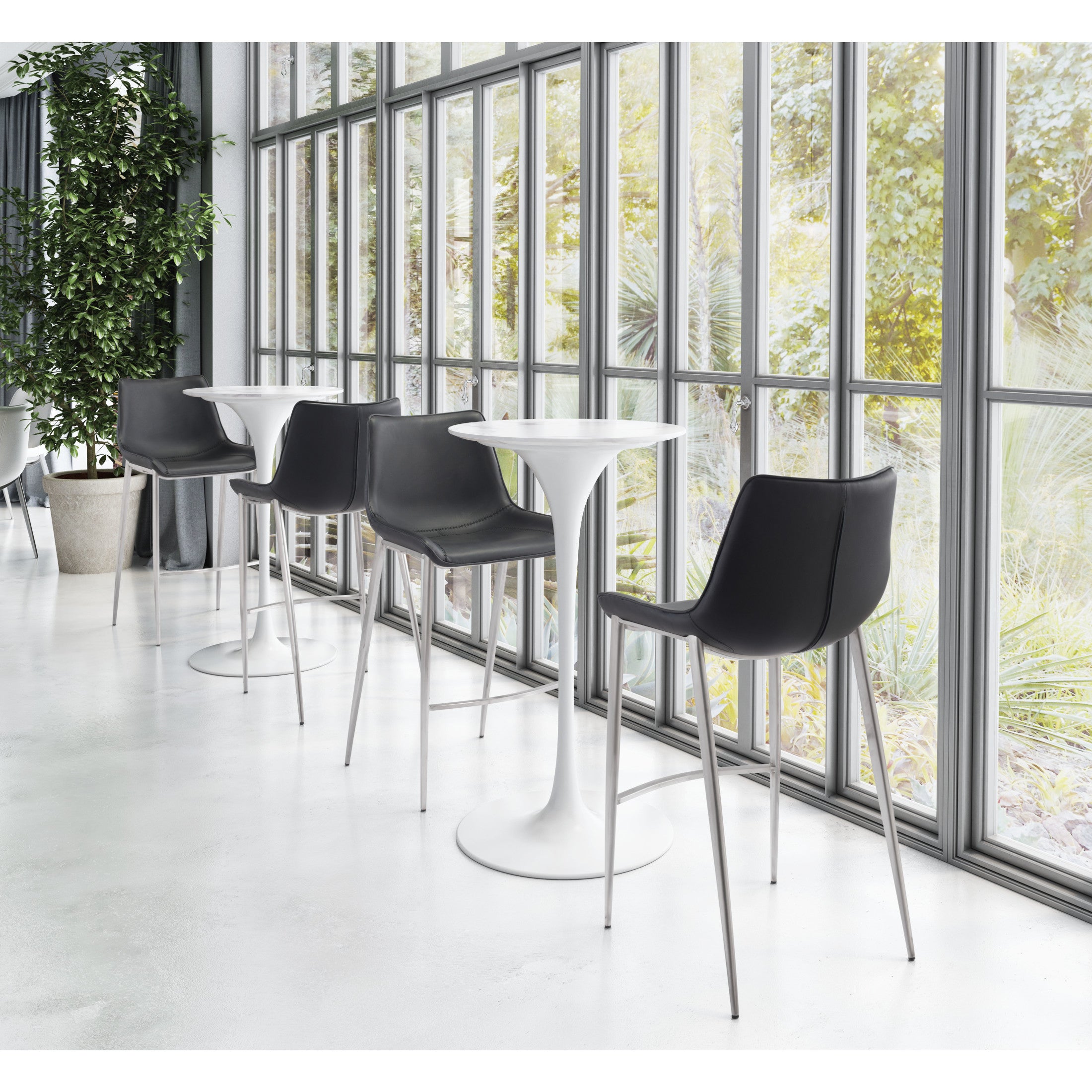 Magnus Barstool (Set of 2) Black & Silver