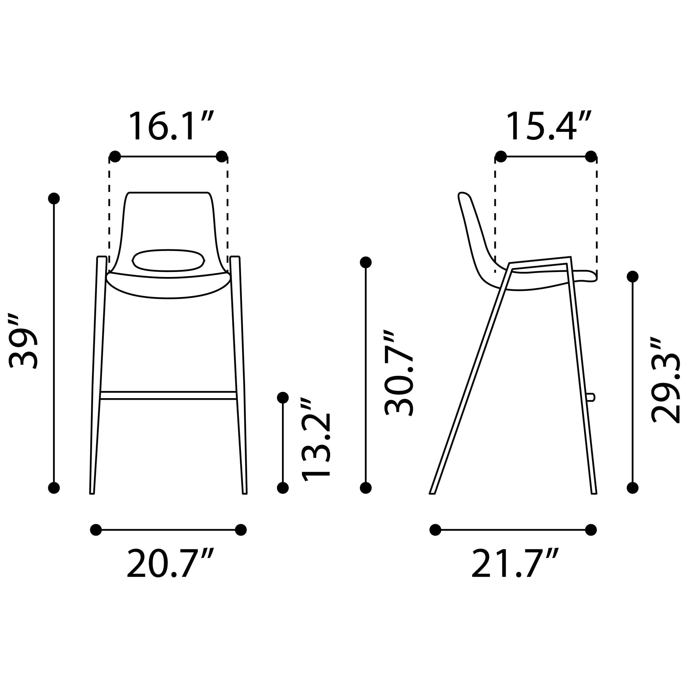 Desi Barstool (Set of 2) Brown & Walnut