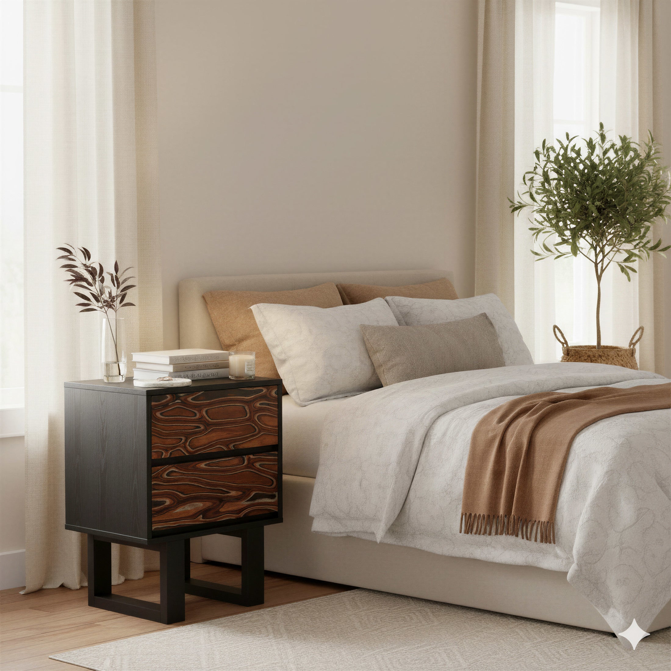 Aremi Nightstand Brown & Black