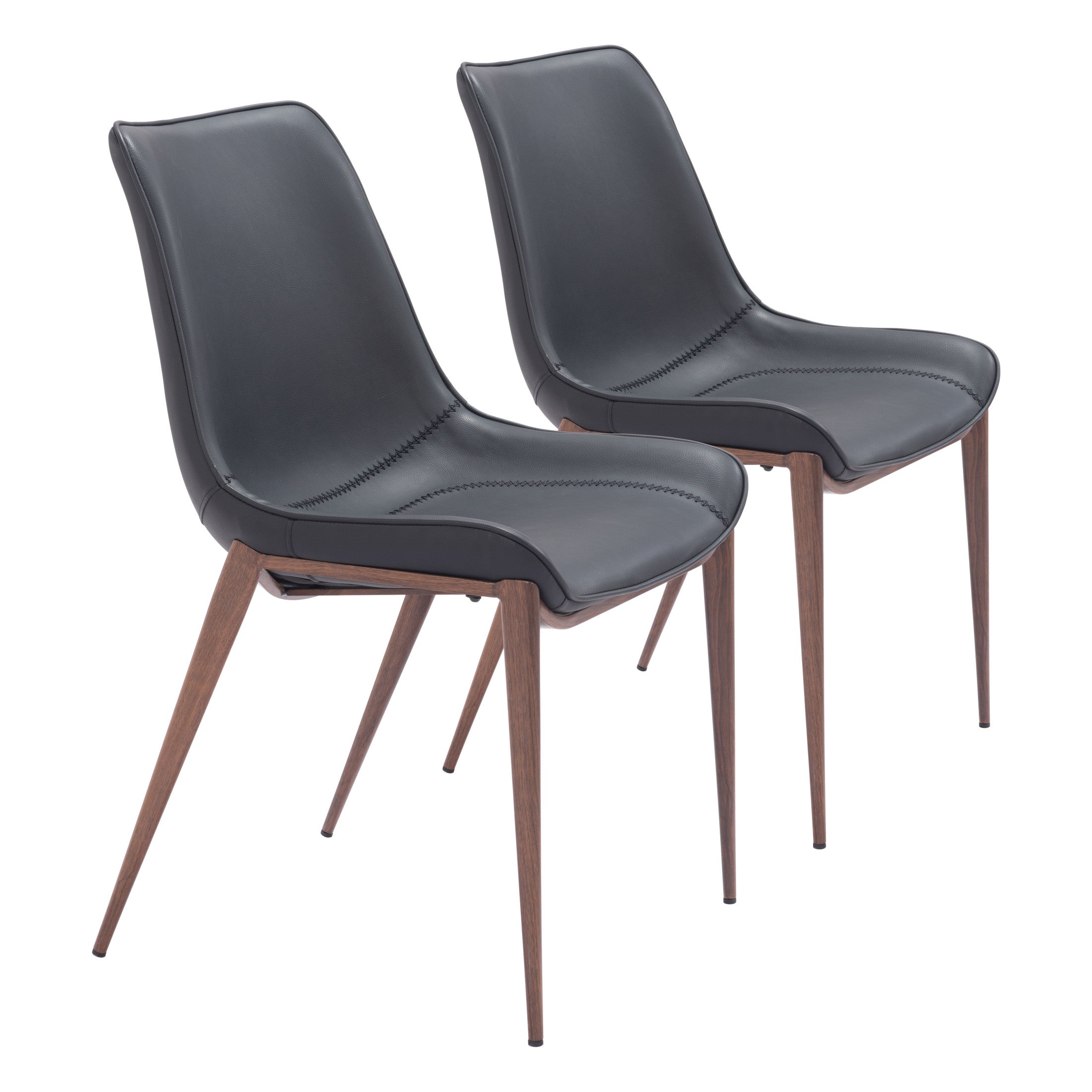 Magnus Dining Chair (Set of 2) Black & Walnut