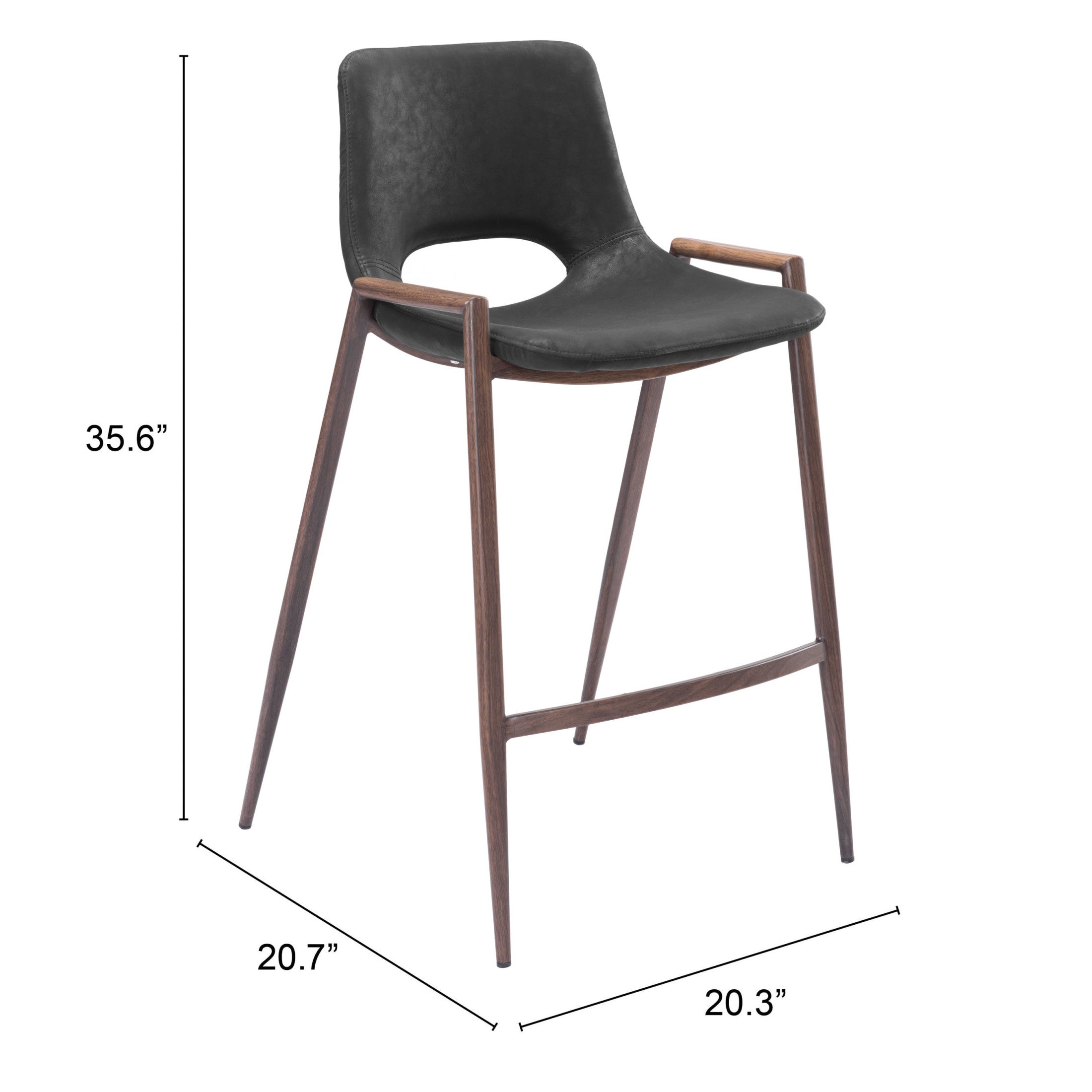 Desi Counter Stool (Set of 2) Black & Walnut